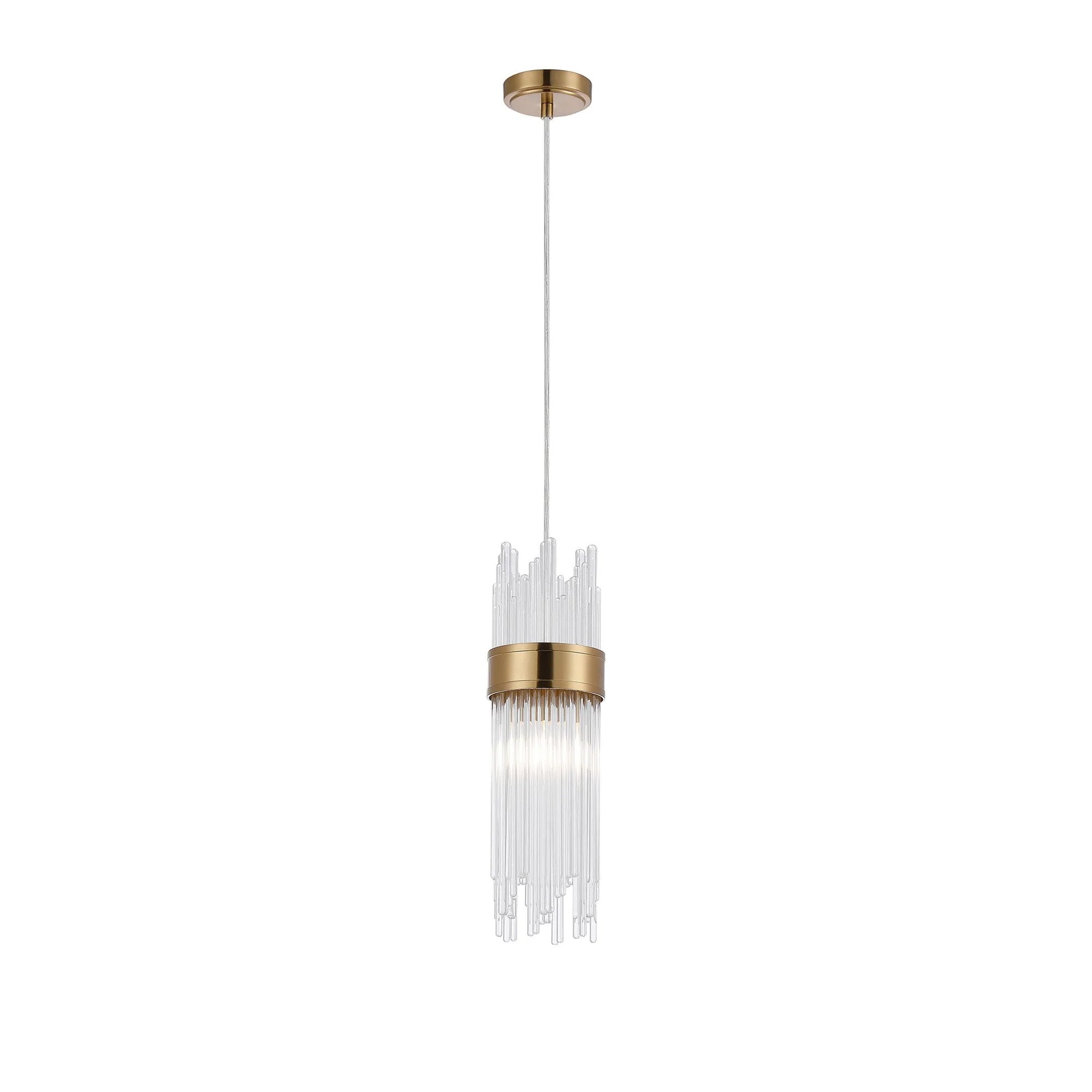 Fabula Portsea 12.5cm Single Pendant IP44 - Gold & Clear Glass