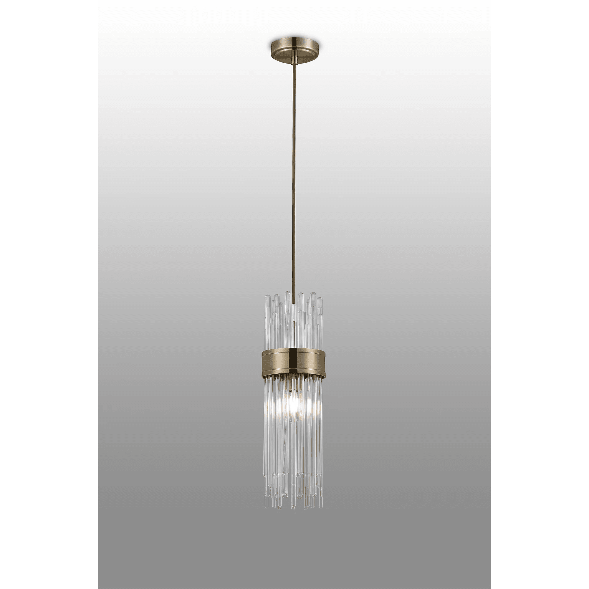 Fabula Portsea 12.5cm Single Pendant IP44 - Antique Brass & Clear Glass