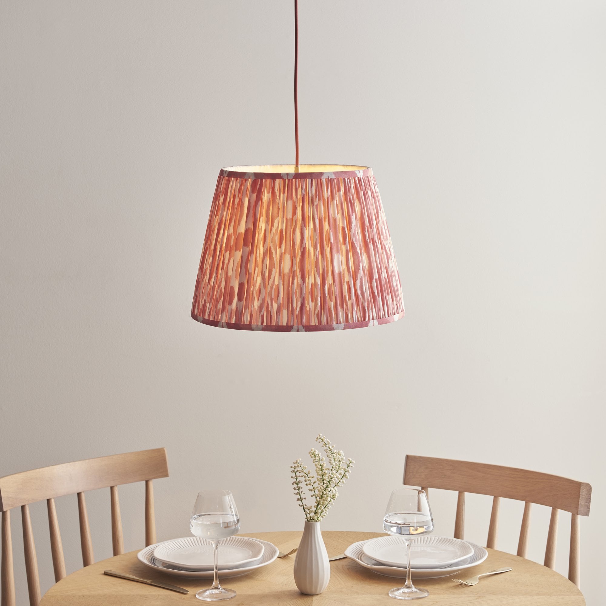 Endon Eltham Pendant & Ikat 40cm Coral Pink Shade