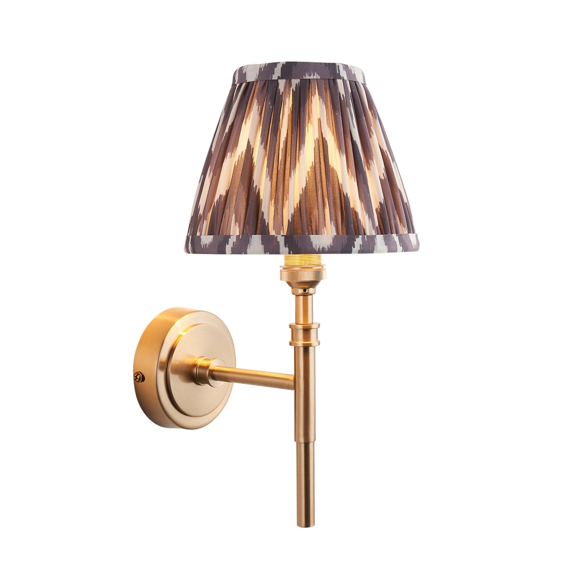 Endon Chester Wall Light & Zigzag 16cm Pearl Grey Shade