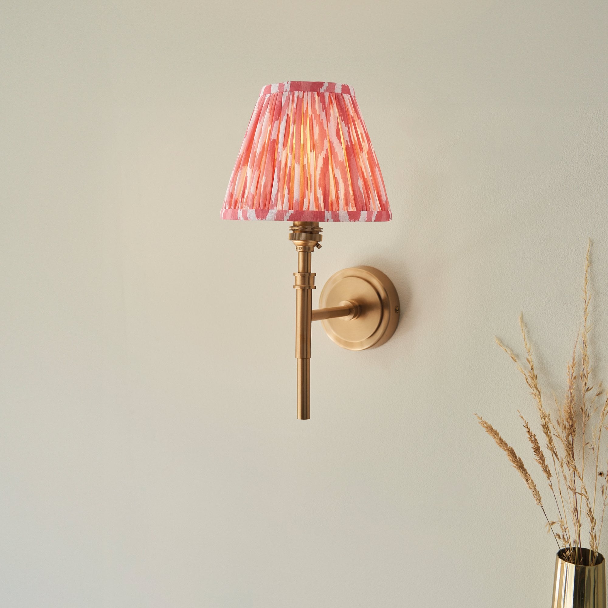 Endon Chester Wall Light & Ikat 16cm Coral Pink Shade
