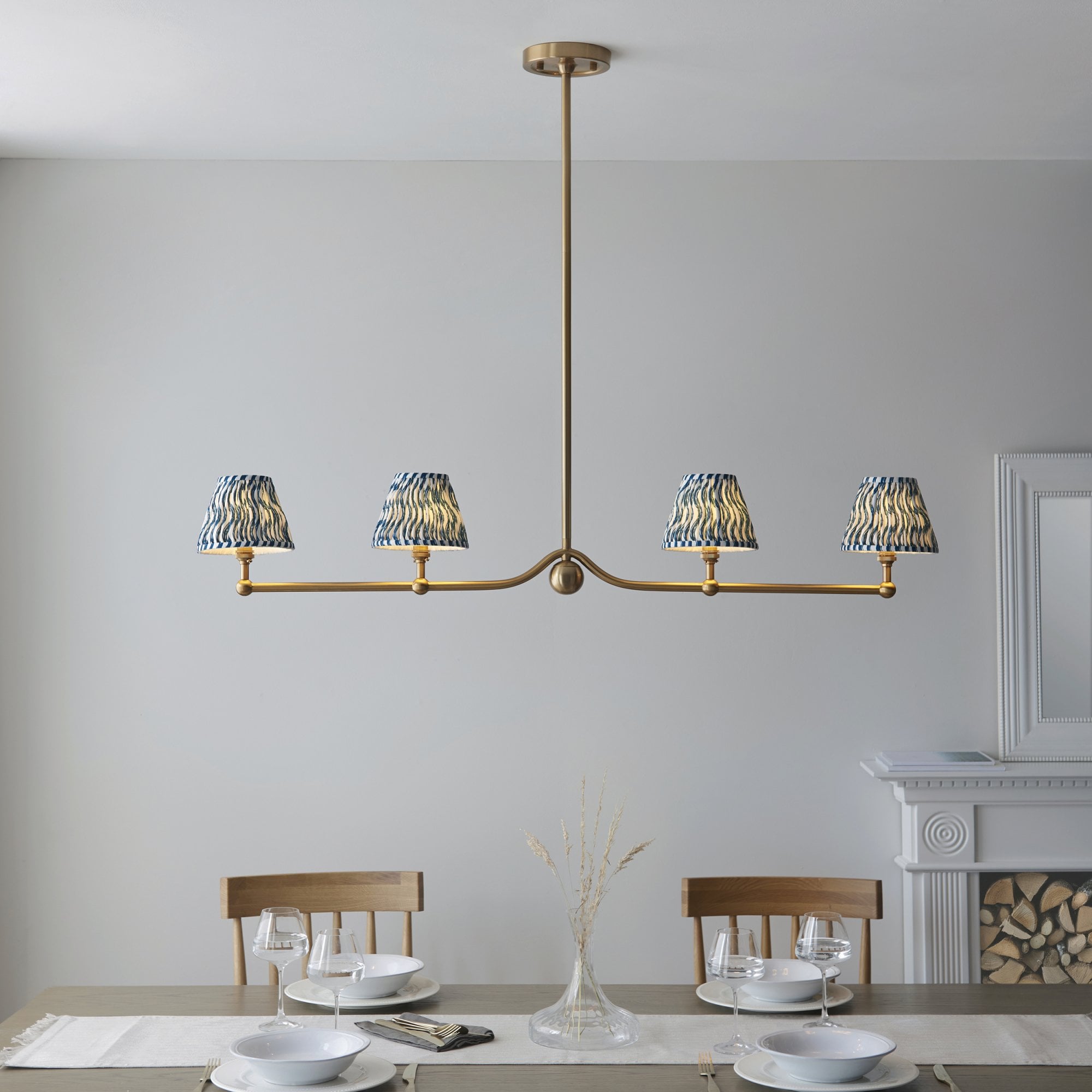 Endon Santiago Pendant & Ripple 16cm Marlin Blue Shade