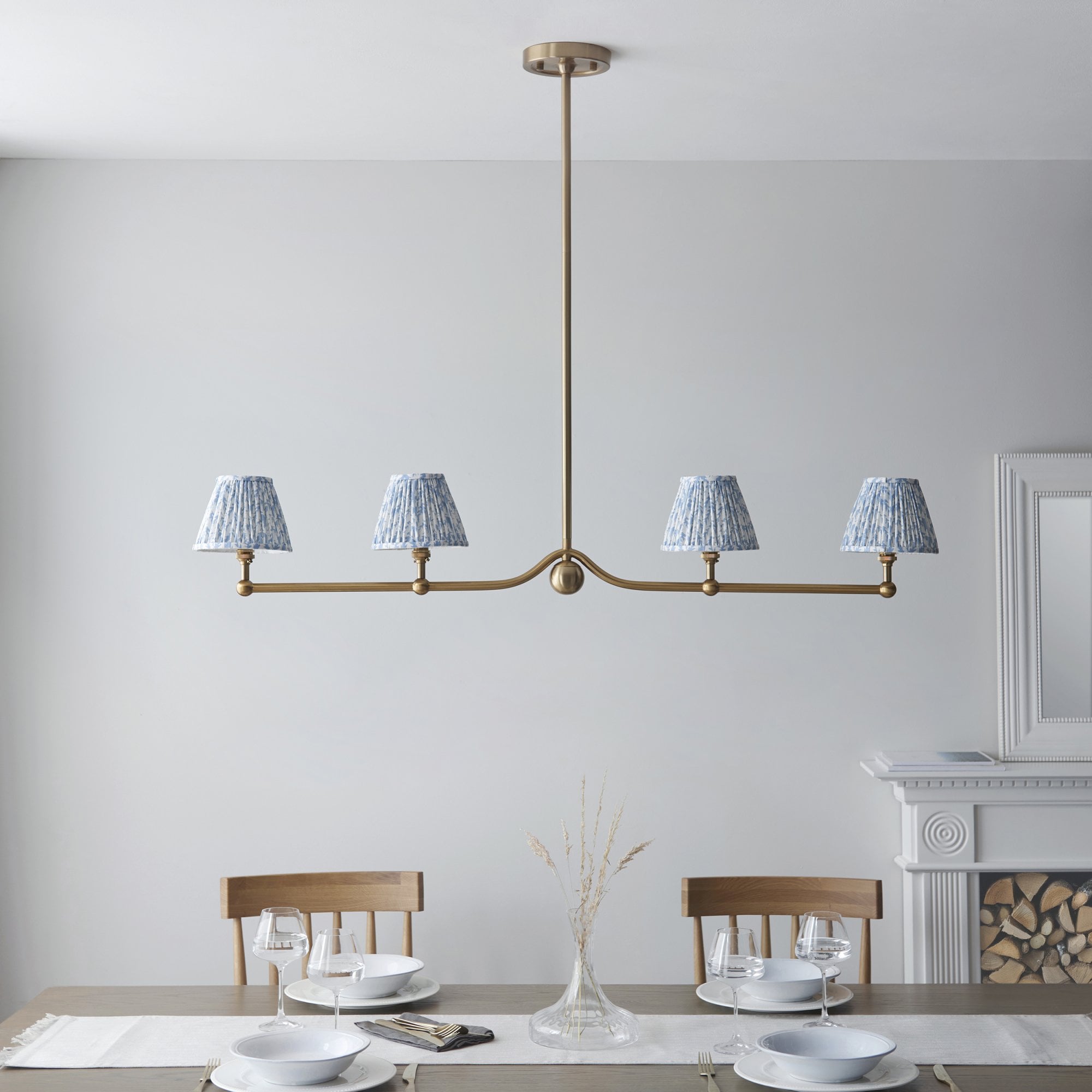 Endon Santiago Pendant & Leaf 16cm Shell Bay Blue Shade