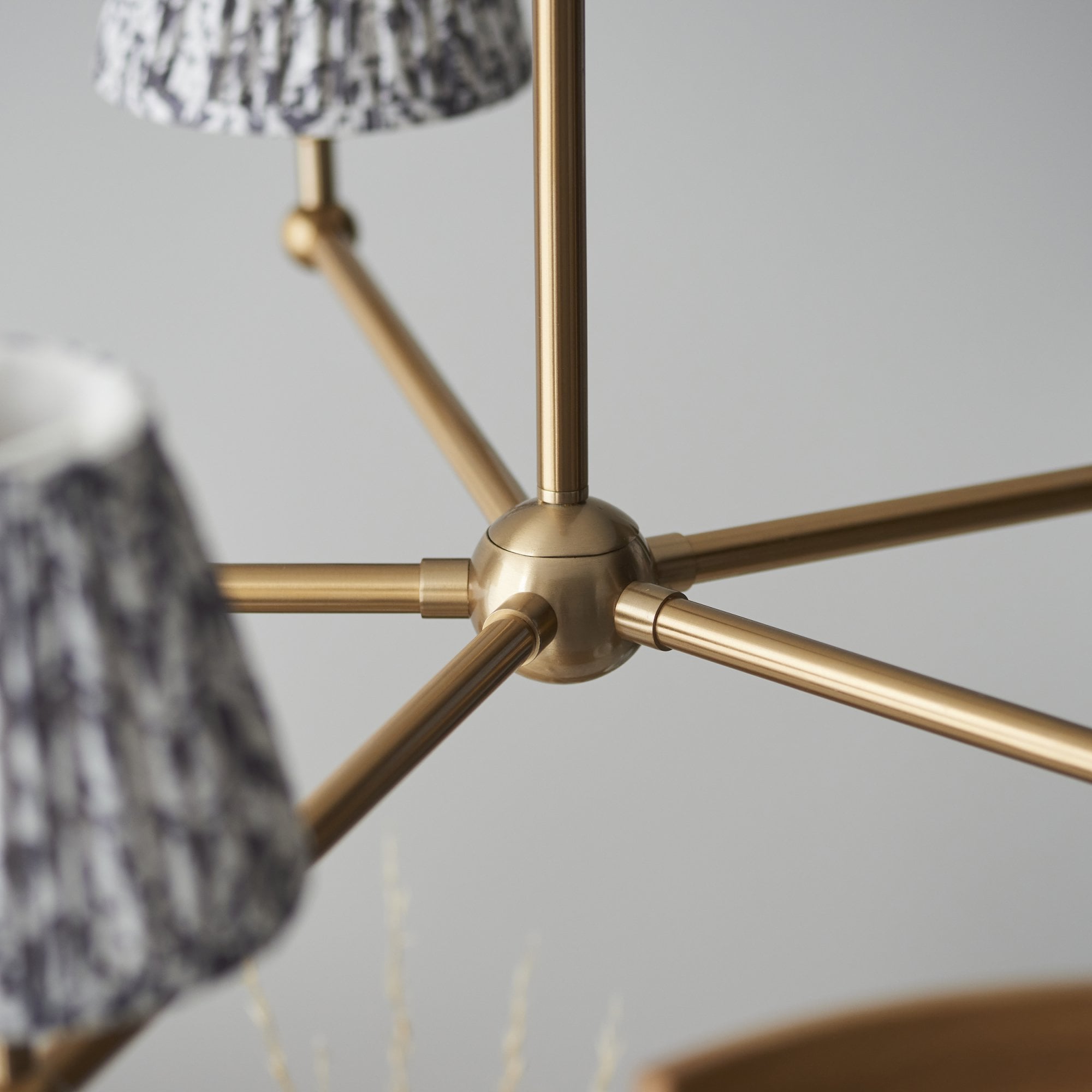 Endon Santiago Brushed Aged Brass 5 Light Pendant & Leaf 16cm Pearl Grey Shade