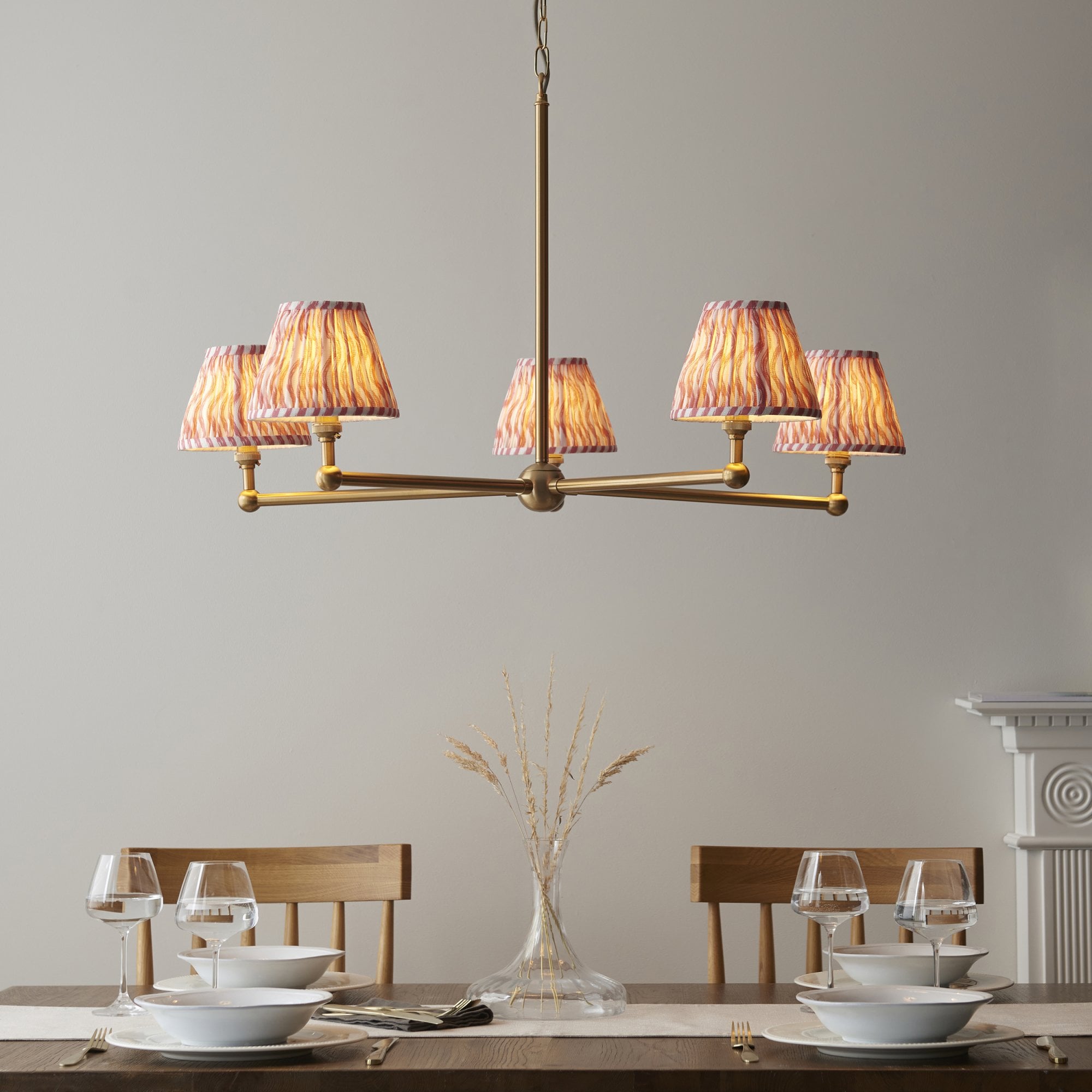 Endon Santiago Pendant & Ripple 16cm Coral Pink Shade