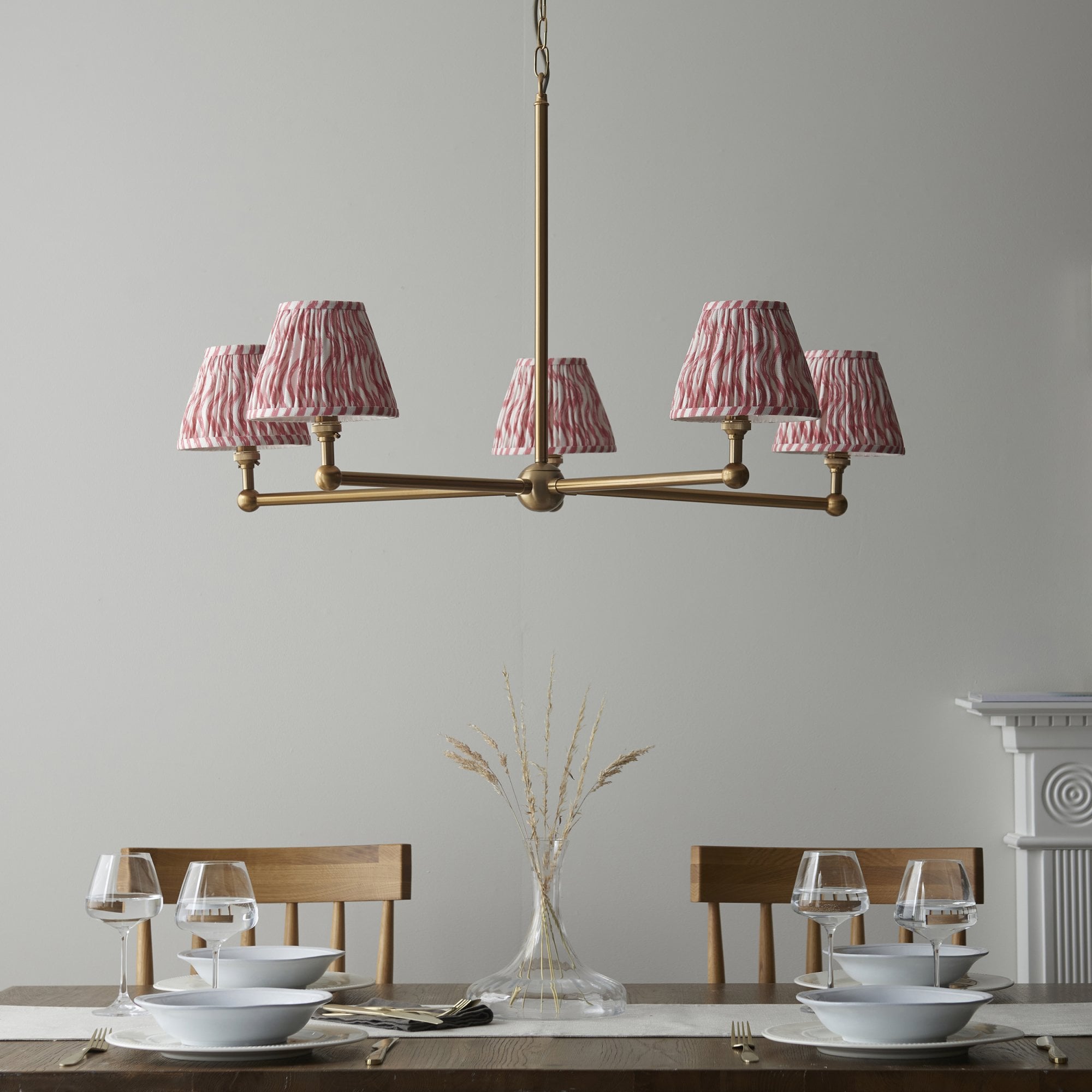 Endon Santiago Pendant & Ripple 16cm Coral Pink Shade