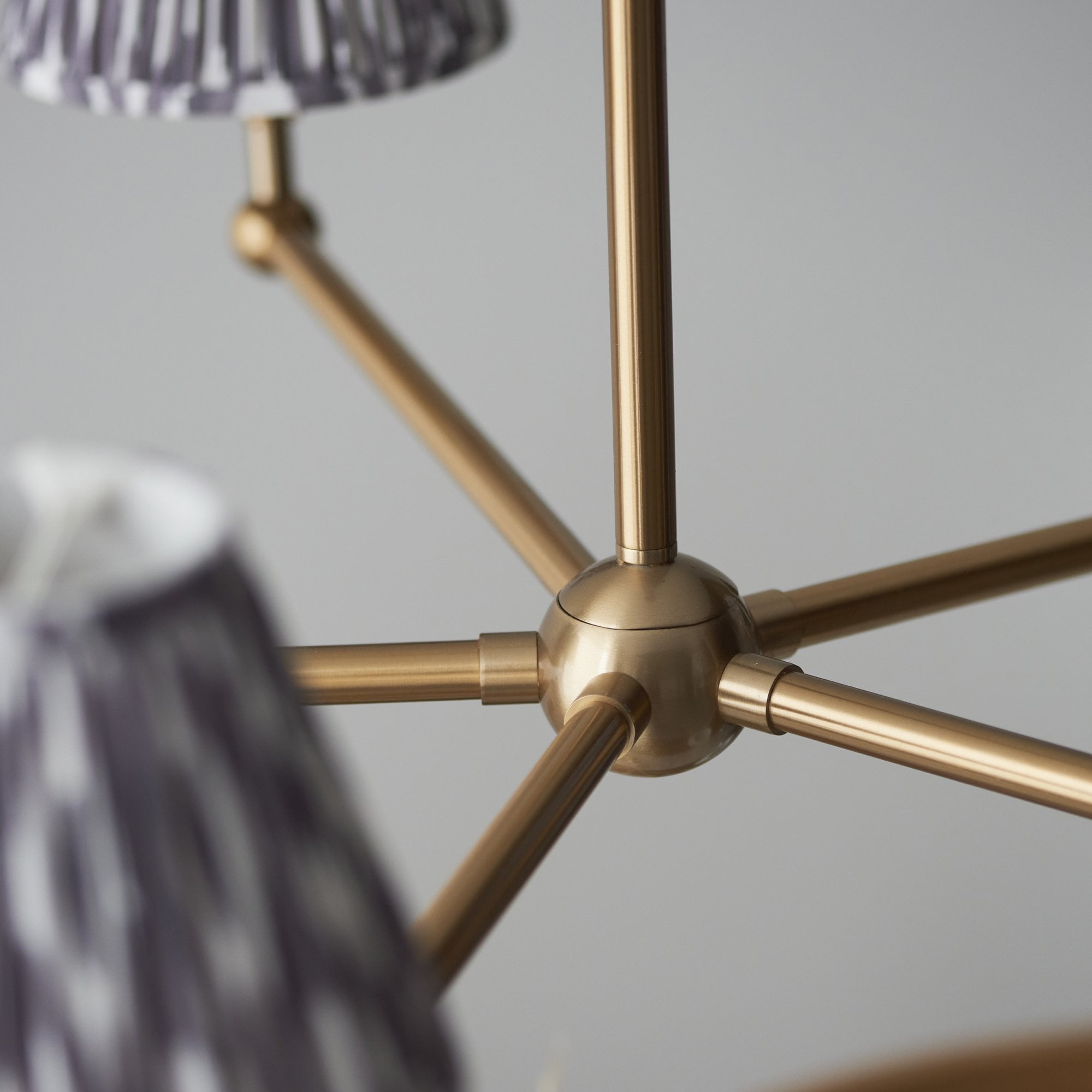 Endon Santiago Brushed Aged Brass 5 Light Pendant & Ikat 16cm Pearl Grey Shade