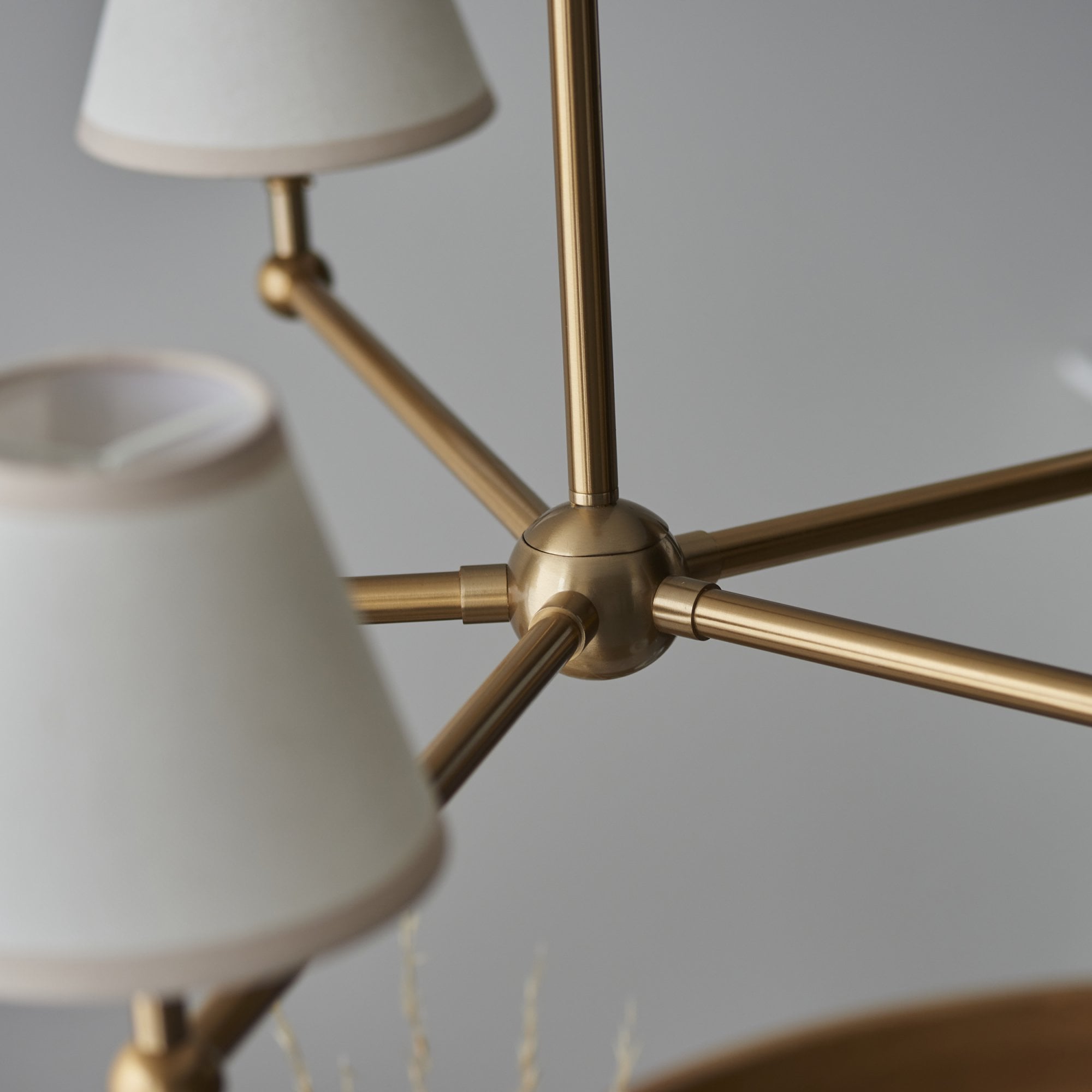 Endon Santiago Brushed Aged Brass 5 Light Pendant & Ivy 16cm Vintage White Shade