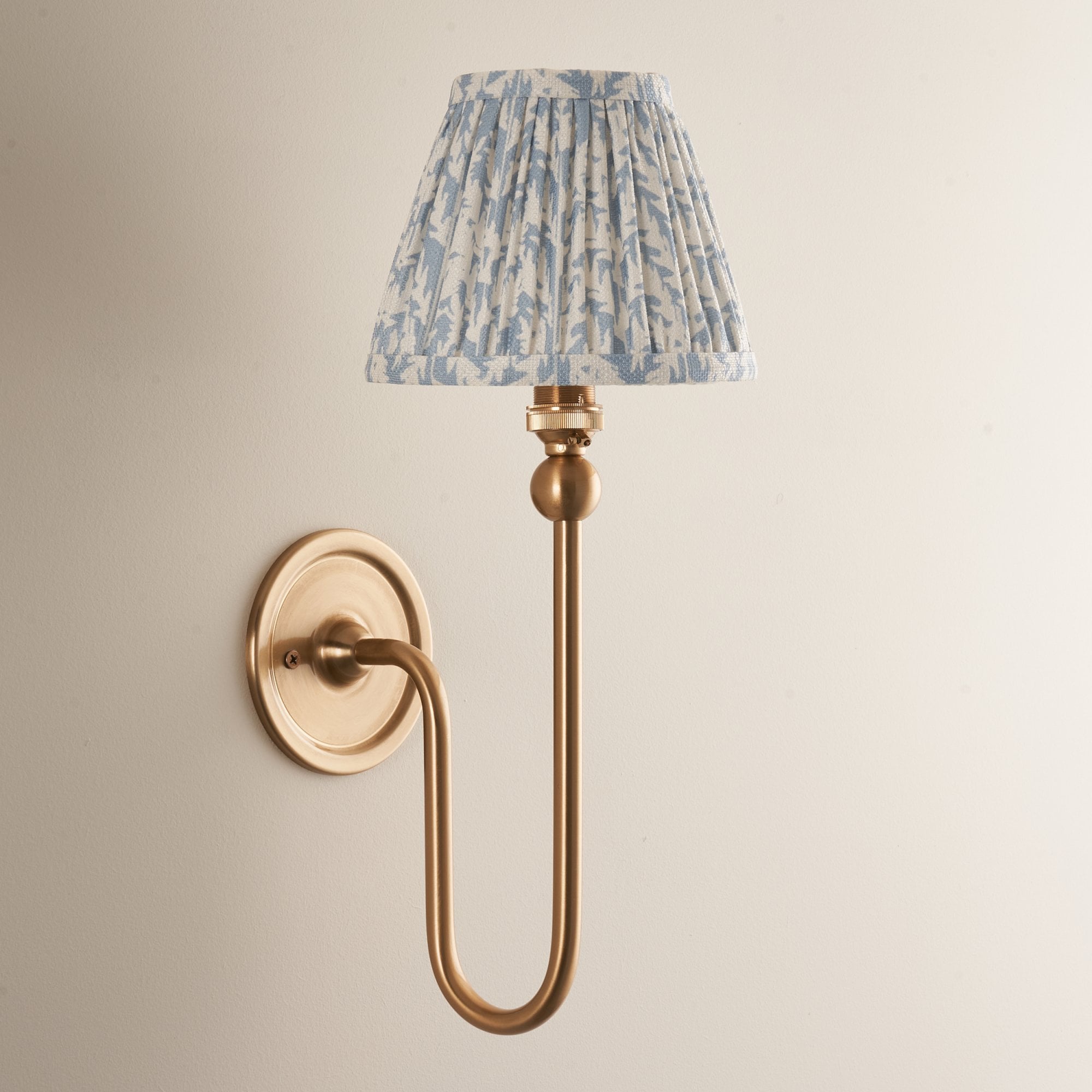 Endon Santiago Wall Light & Leaf 16cm Shell Bay Blue Shade