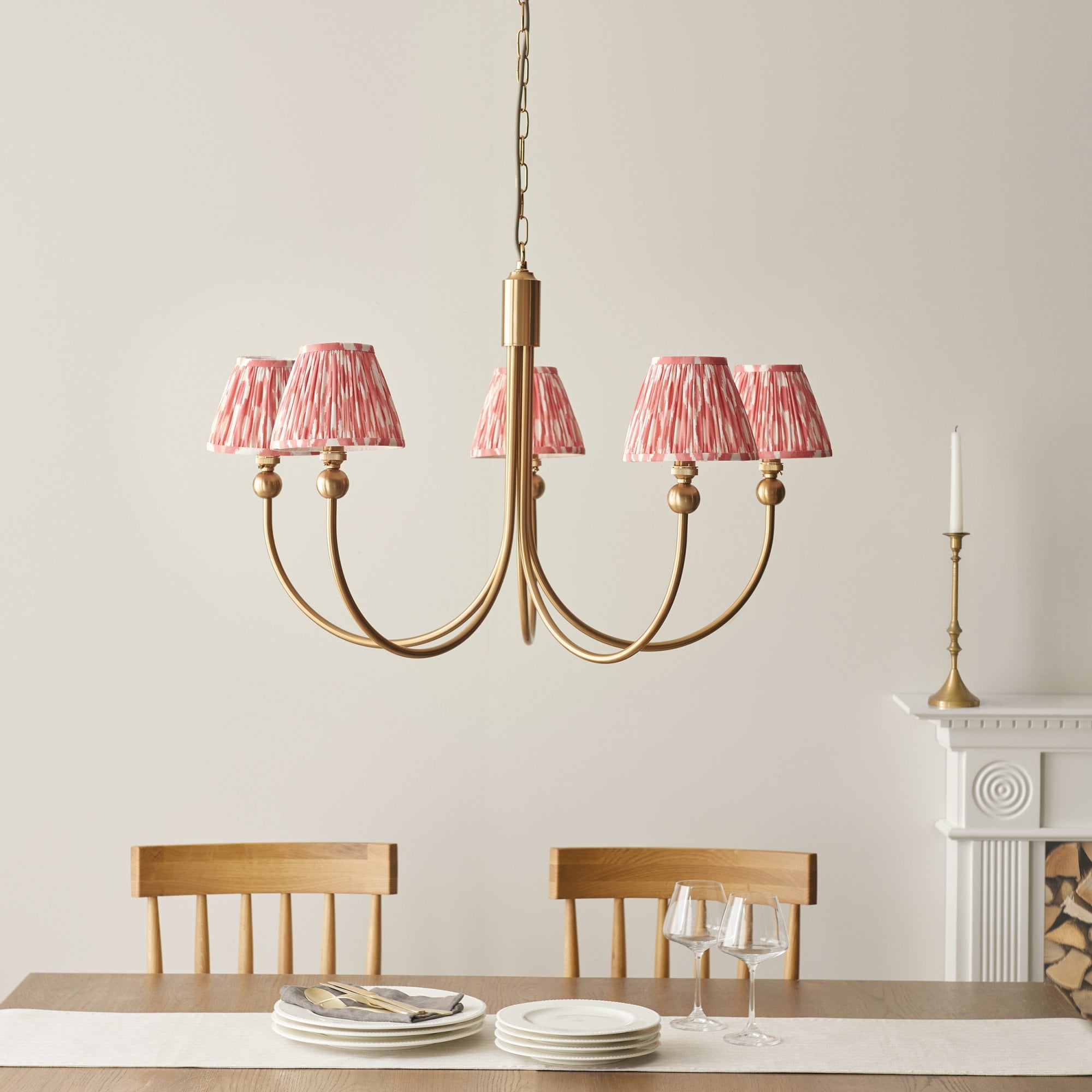 Endon Santiago Pendant & Ikat 16cm Coral Pink Shade