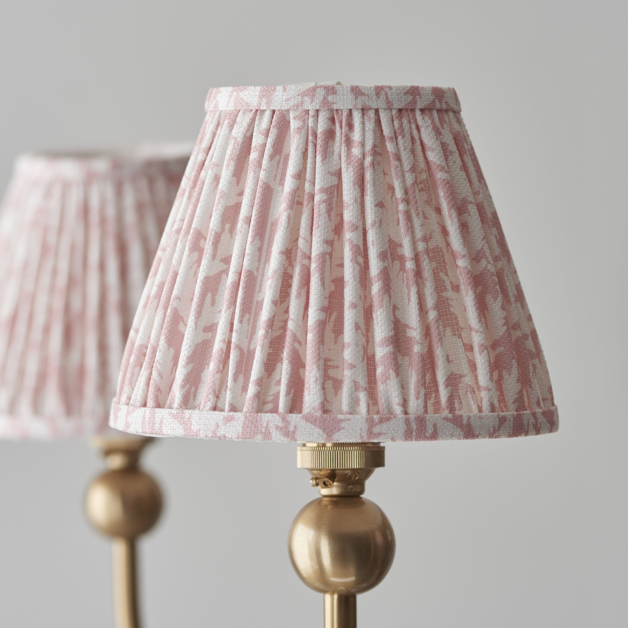 Endon Santiago Curved Brushed Aged Brass 5 Light Pendant & Leaf 16cm Peachy Keen Shade