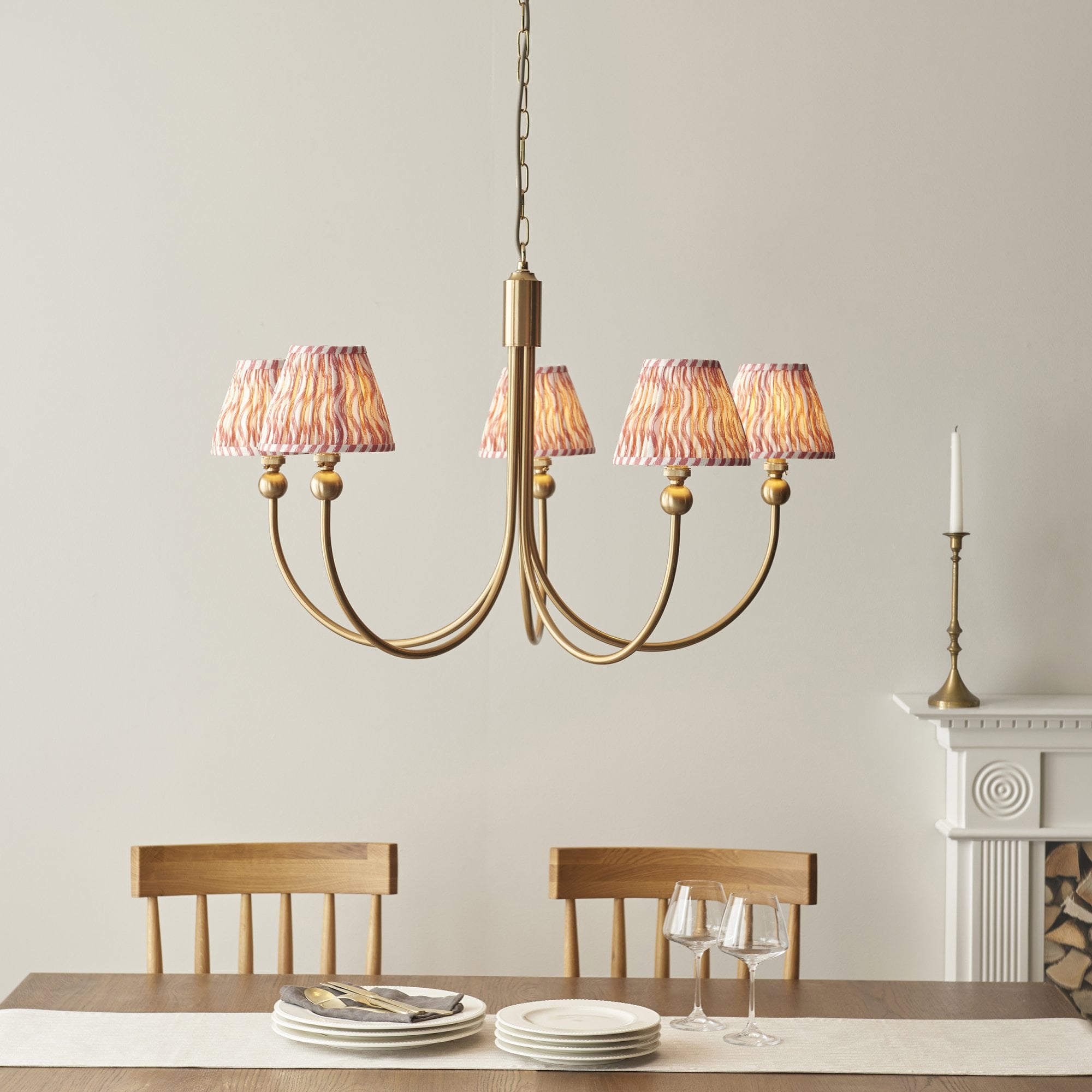 Endon Santiago Pendant & Ripple 16cm Coral Pink Shade