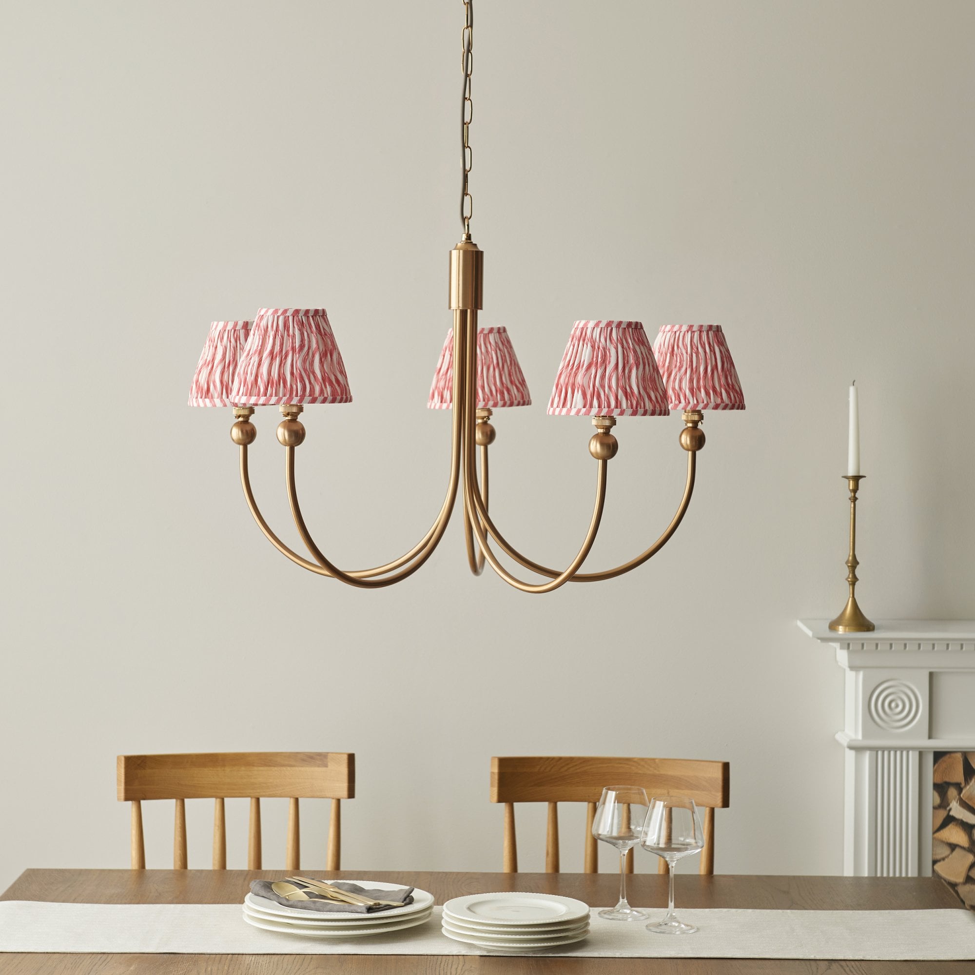 Endon Santiago Pendant & Ripple 16cm Coral Pink Shade