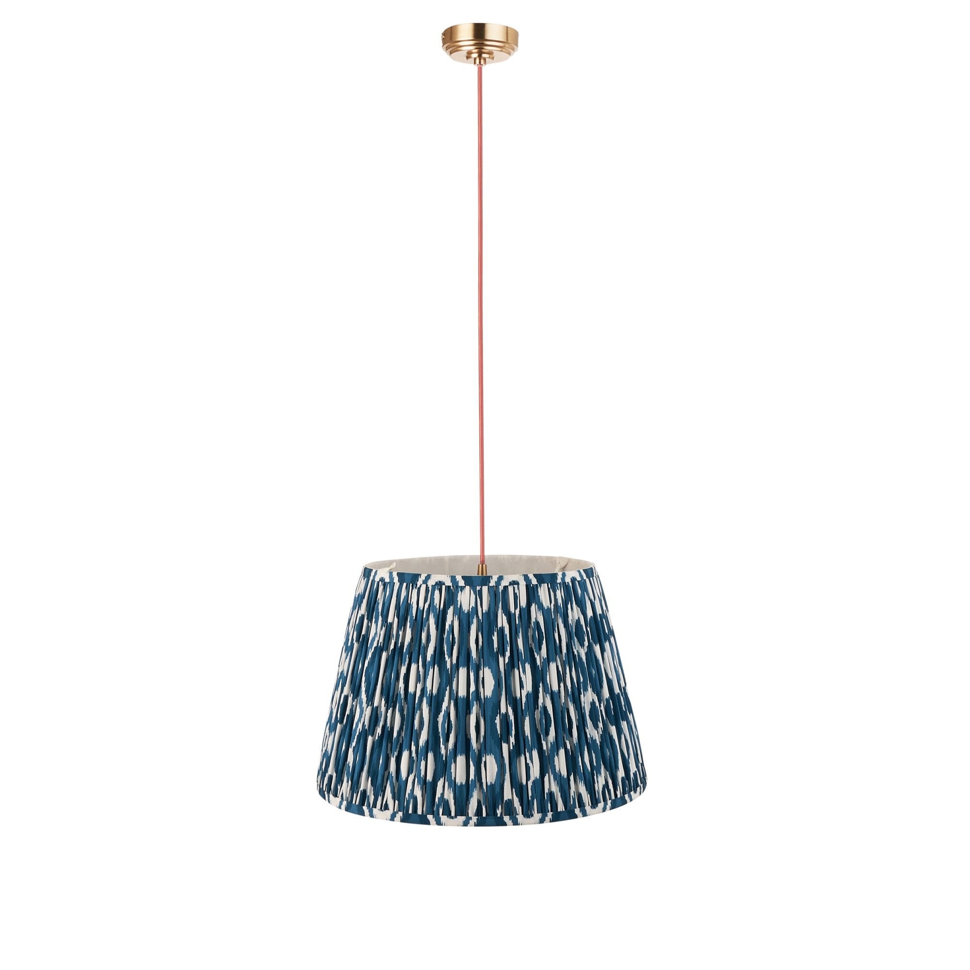 Endon Eltham Muted Red Braided Cable Pendant & Ikat 40cm Marlin Blue Shade
