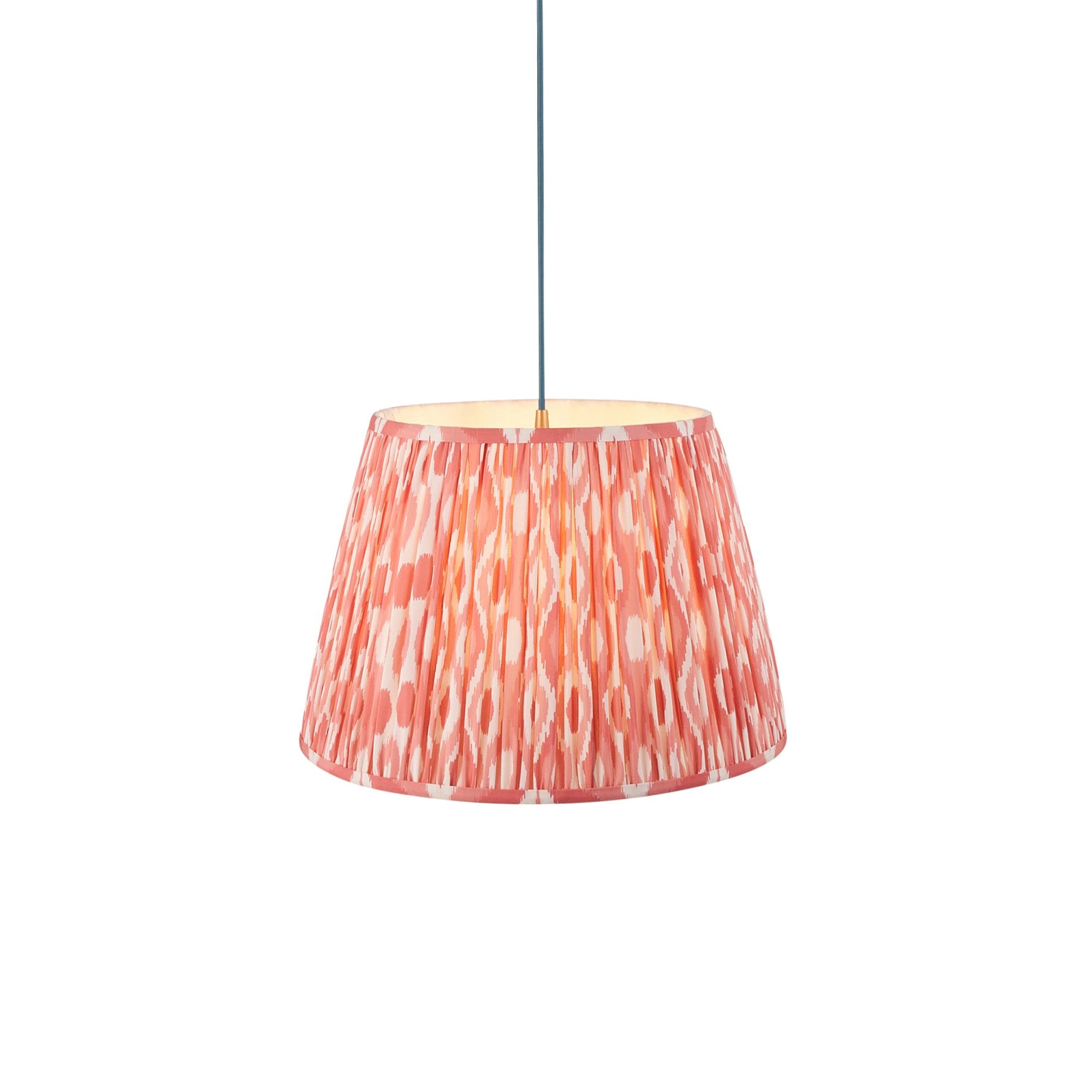 Endon Eltham Subtle Blue Braided Cable Pendant & Ikat 40cm Coral Pink Shade