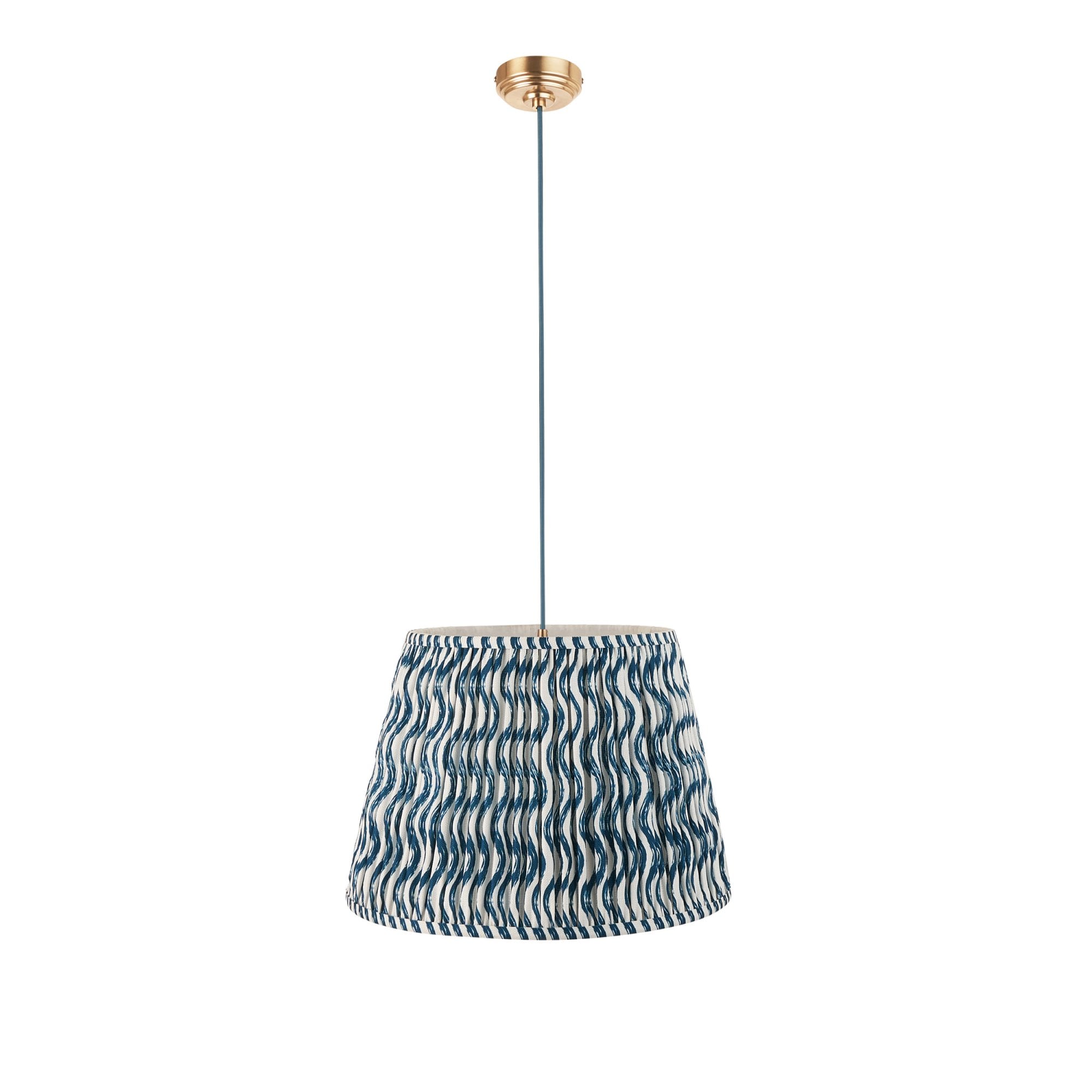 Endon Eltham Subtle Blue Braided Cable Pendant & Ripple 40cm Marlin Blue Shade