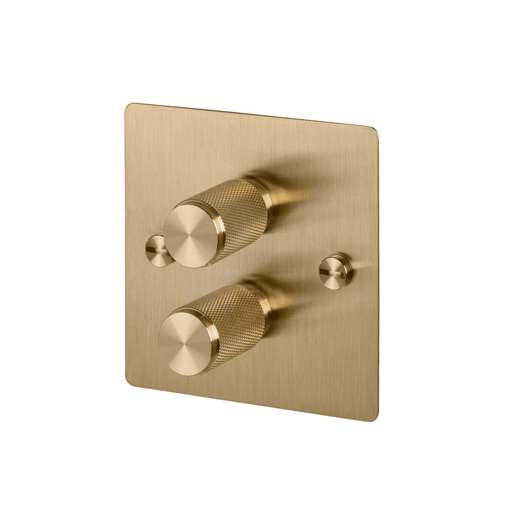 Buster + Punch 2G Dimmer Switch - Brass Back Plate & Cross Knurl Pattern