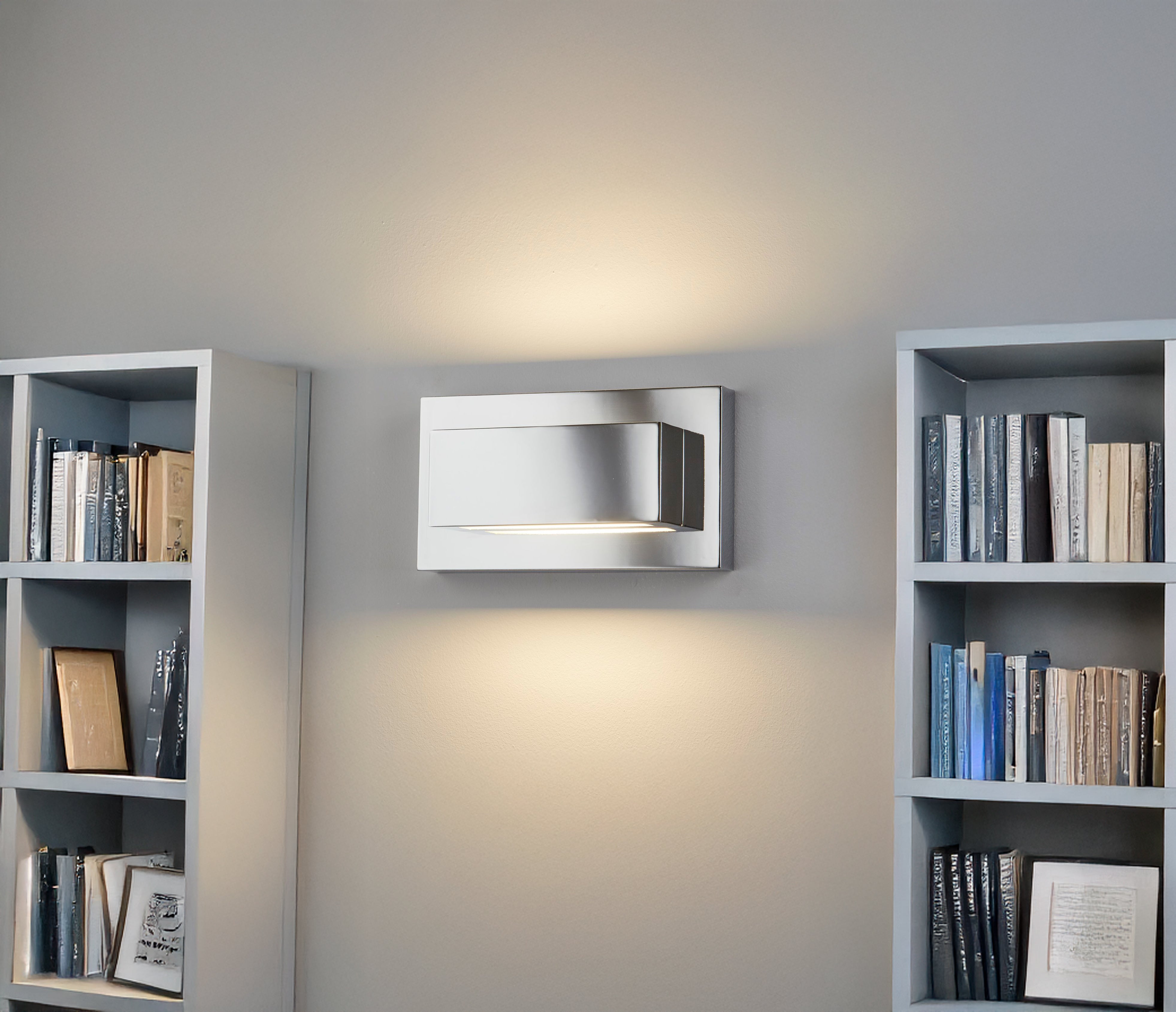 Searchlight Chrome 2 LED Oblong Wall Light With Up & Down Light