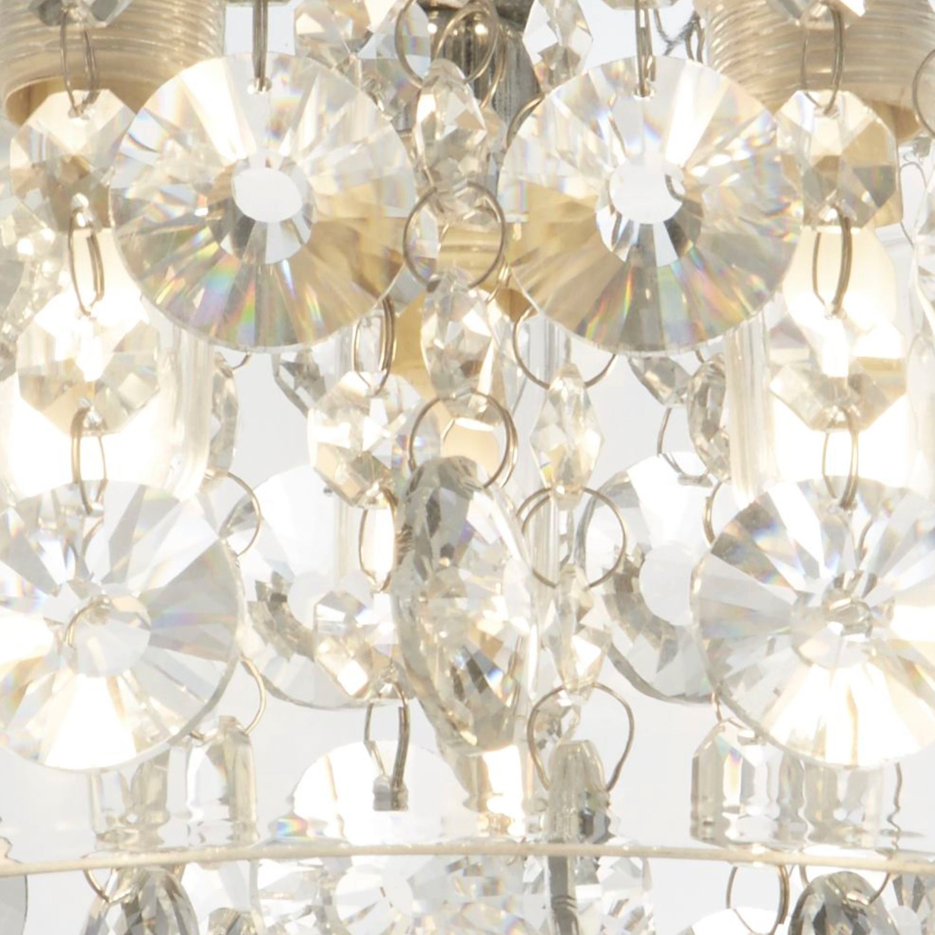 Searchlight Barmouth Bathroom Clear Glass Shade 3 Light Flush Fitting, Crystal Drops IP44