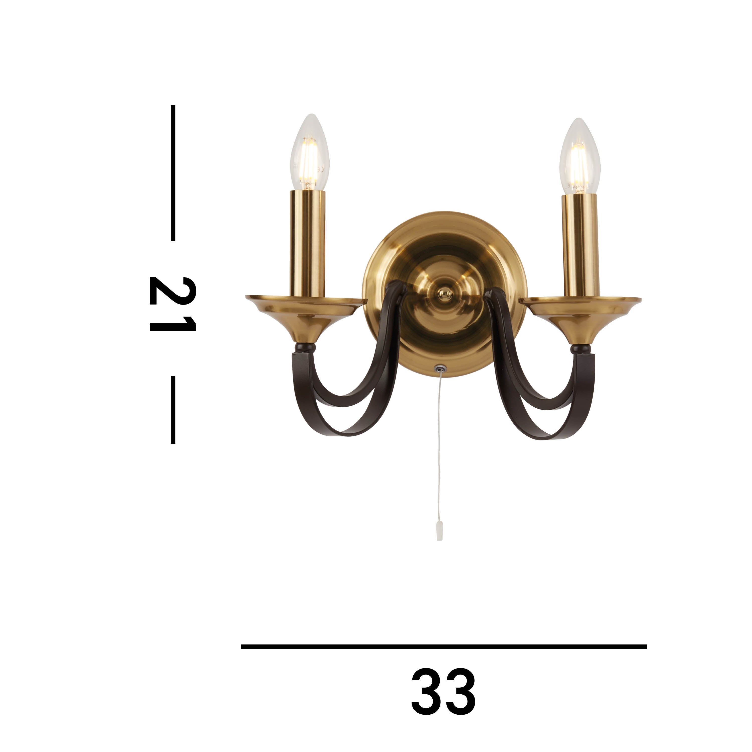 Searchlight Basnett 2 Light Wall Fitting - Dark Bronze & Brown