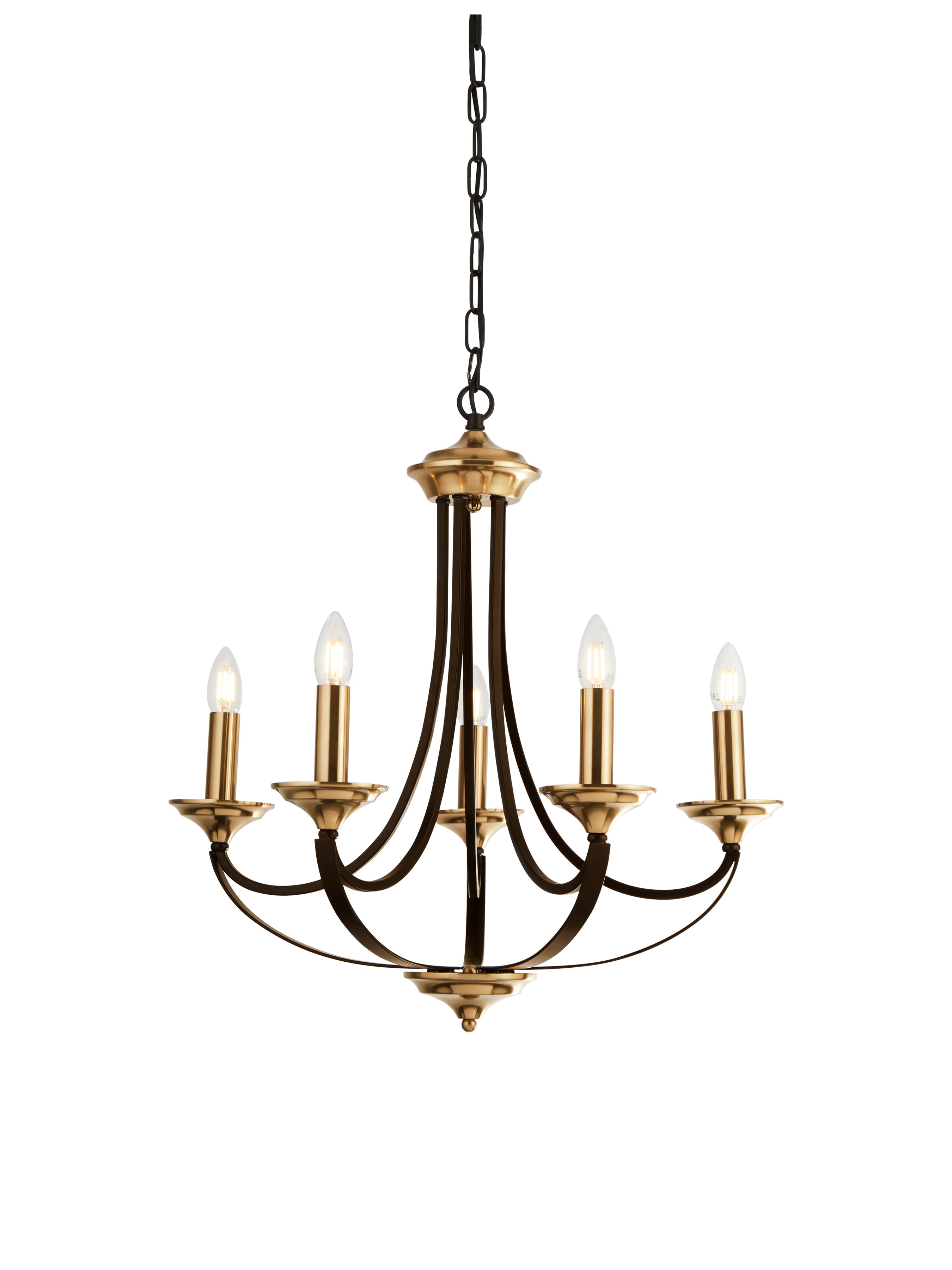 Searchlight Basnett 5 Light Pendant, Dark Bronze & Brown