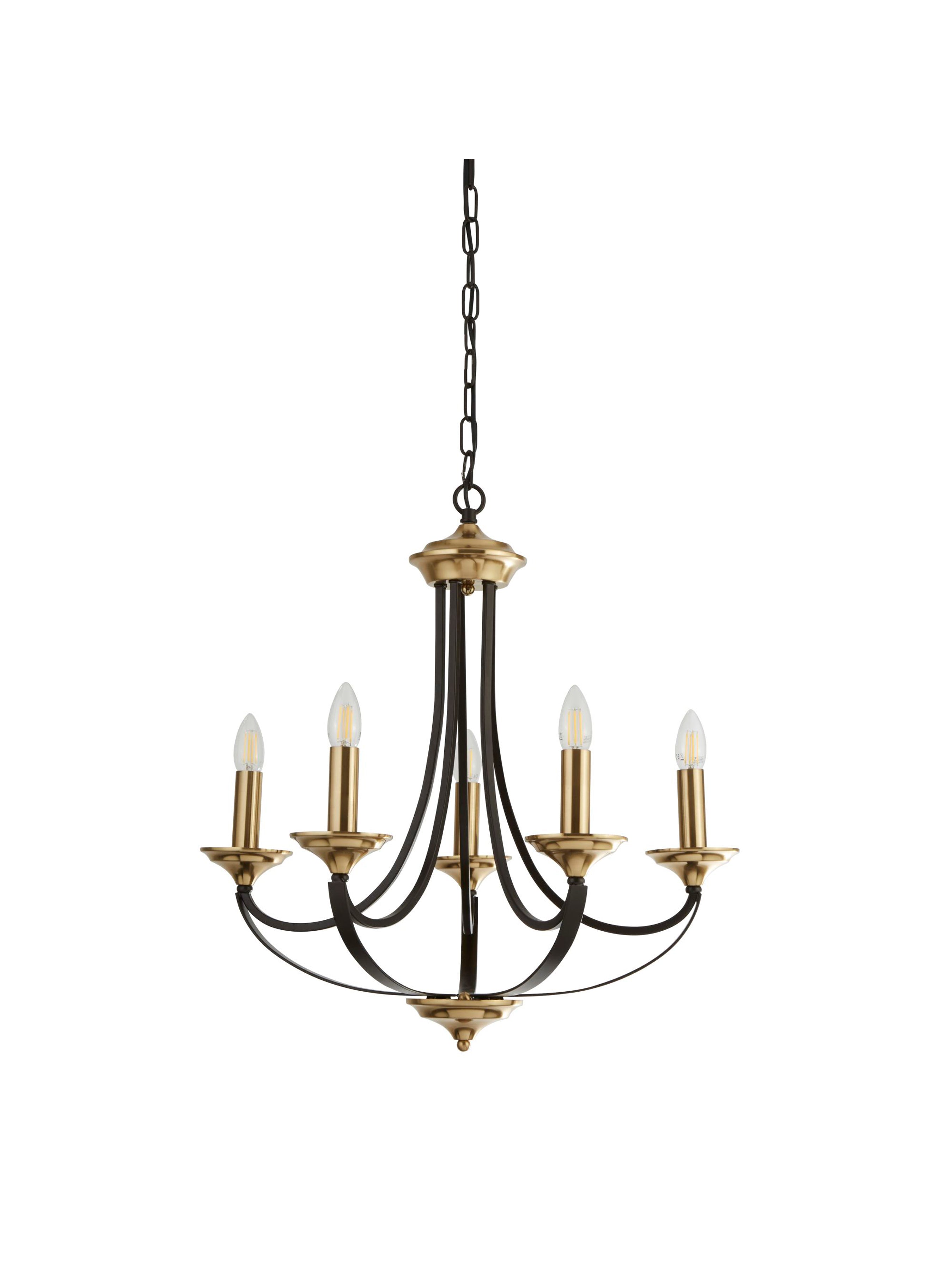 Searchlight Basnett 5 Light Pendant, Dark Bronze & Brown