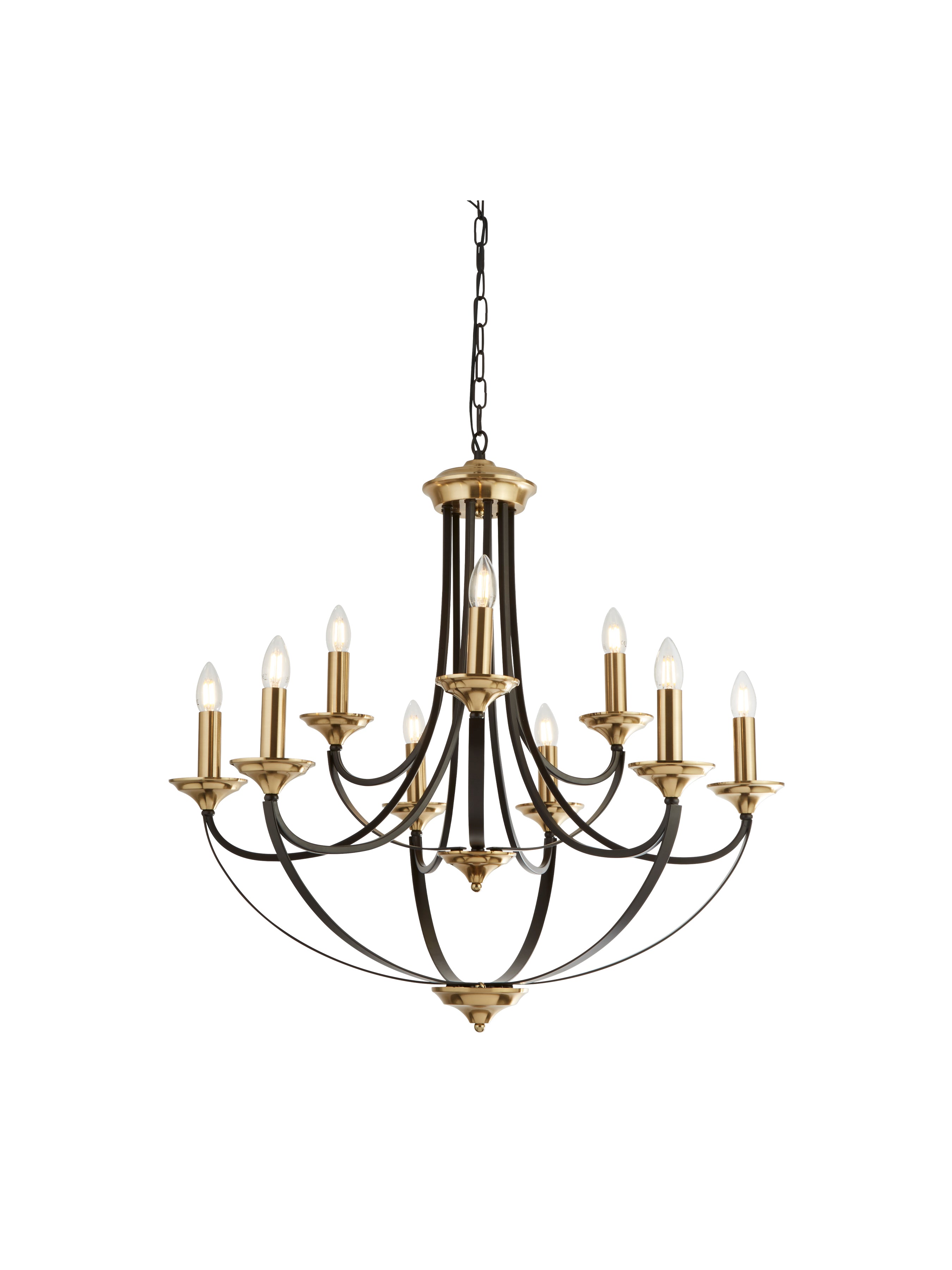 Searchlight Basnett 9 Light Pendant - Dark Bronze & Brown