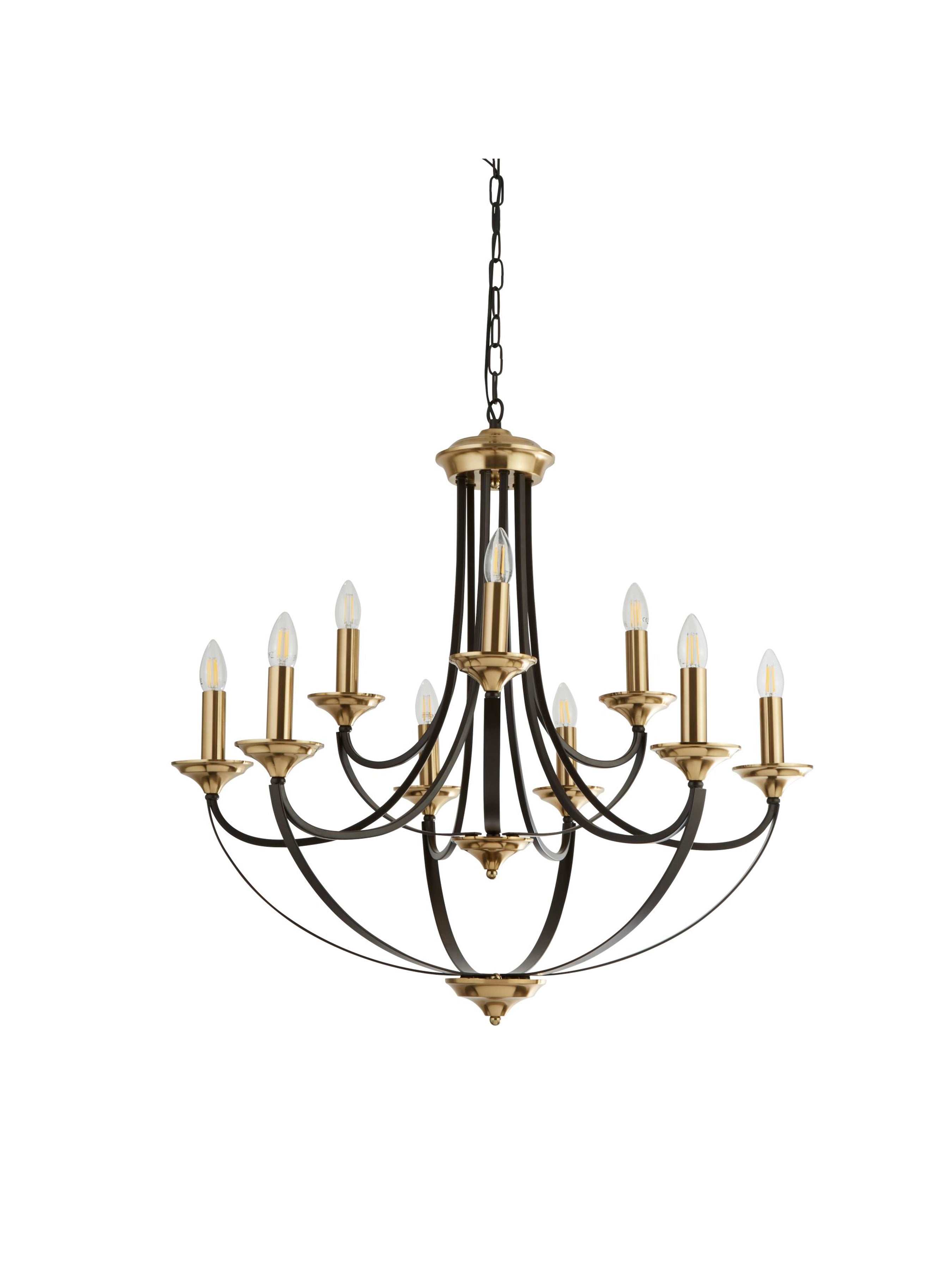 Searchlight Basnett 9 Light Pendant - Dark Bronze & Brown
