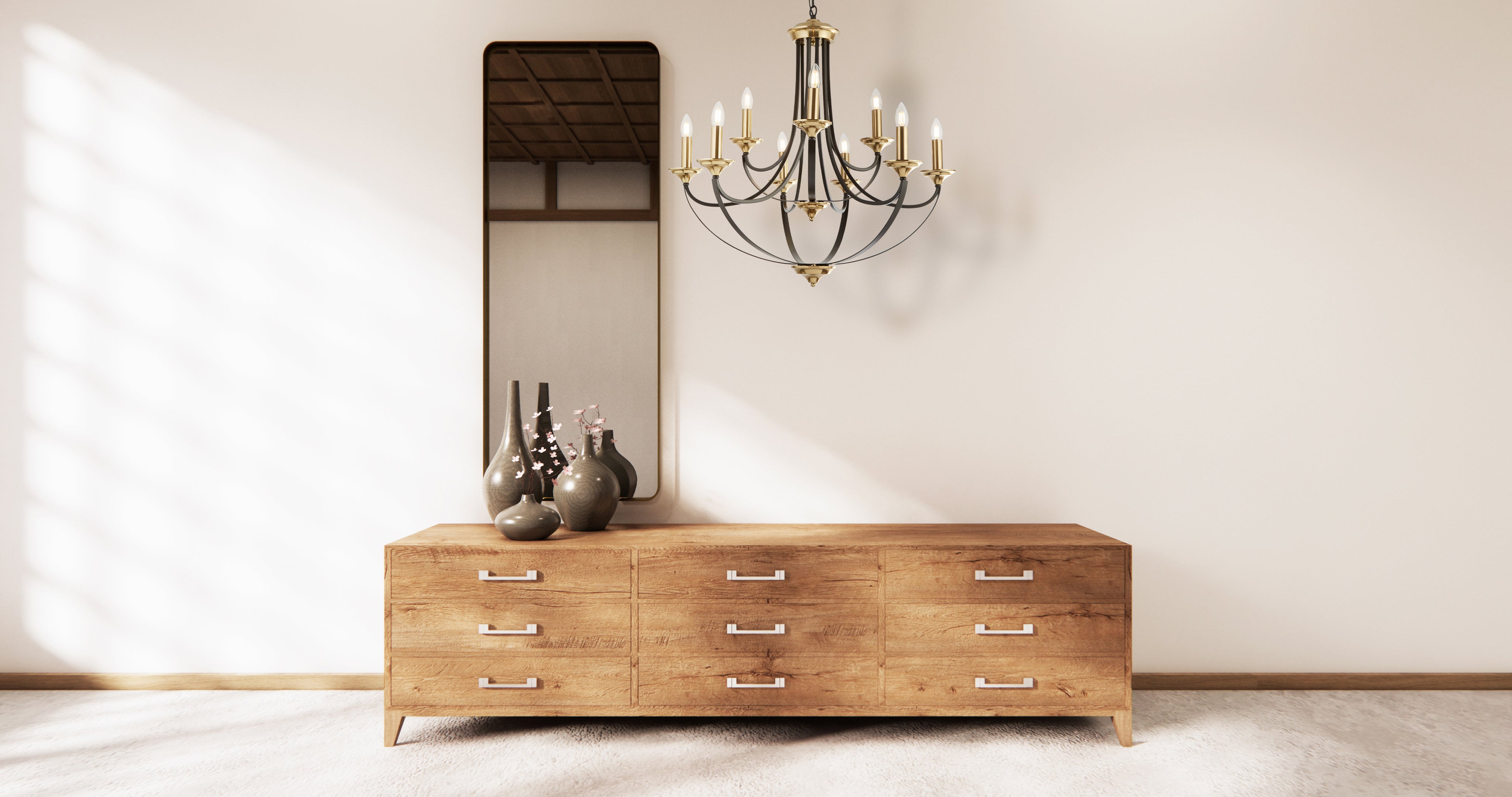 Searchlight Basnett 9 Light Pendant - Dark Bronze & Brown