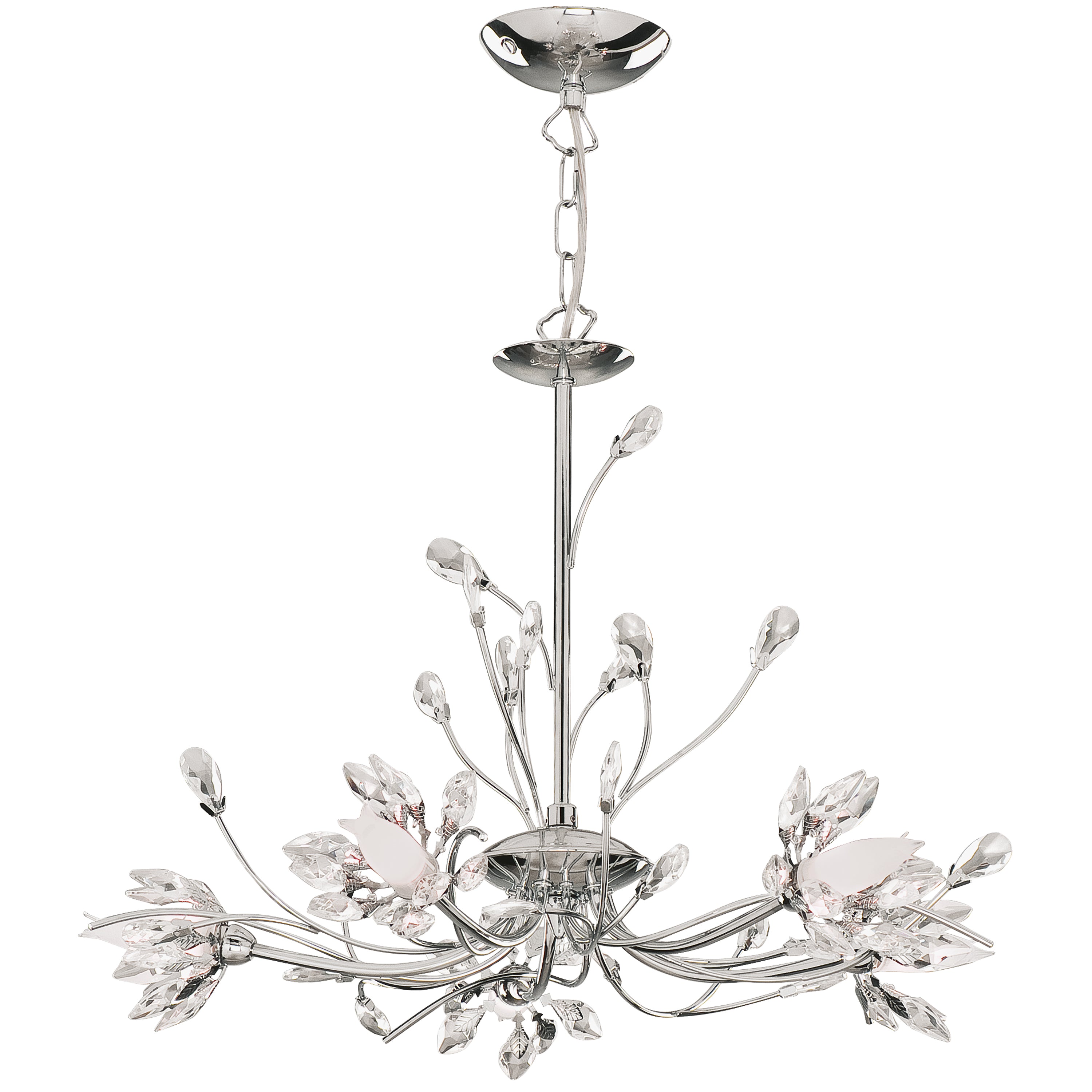 Searchlight Hallam 5 Light Ceiling Pendant - Chrome & Clear Glass