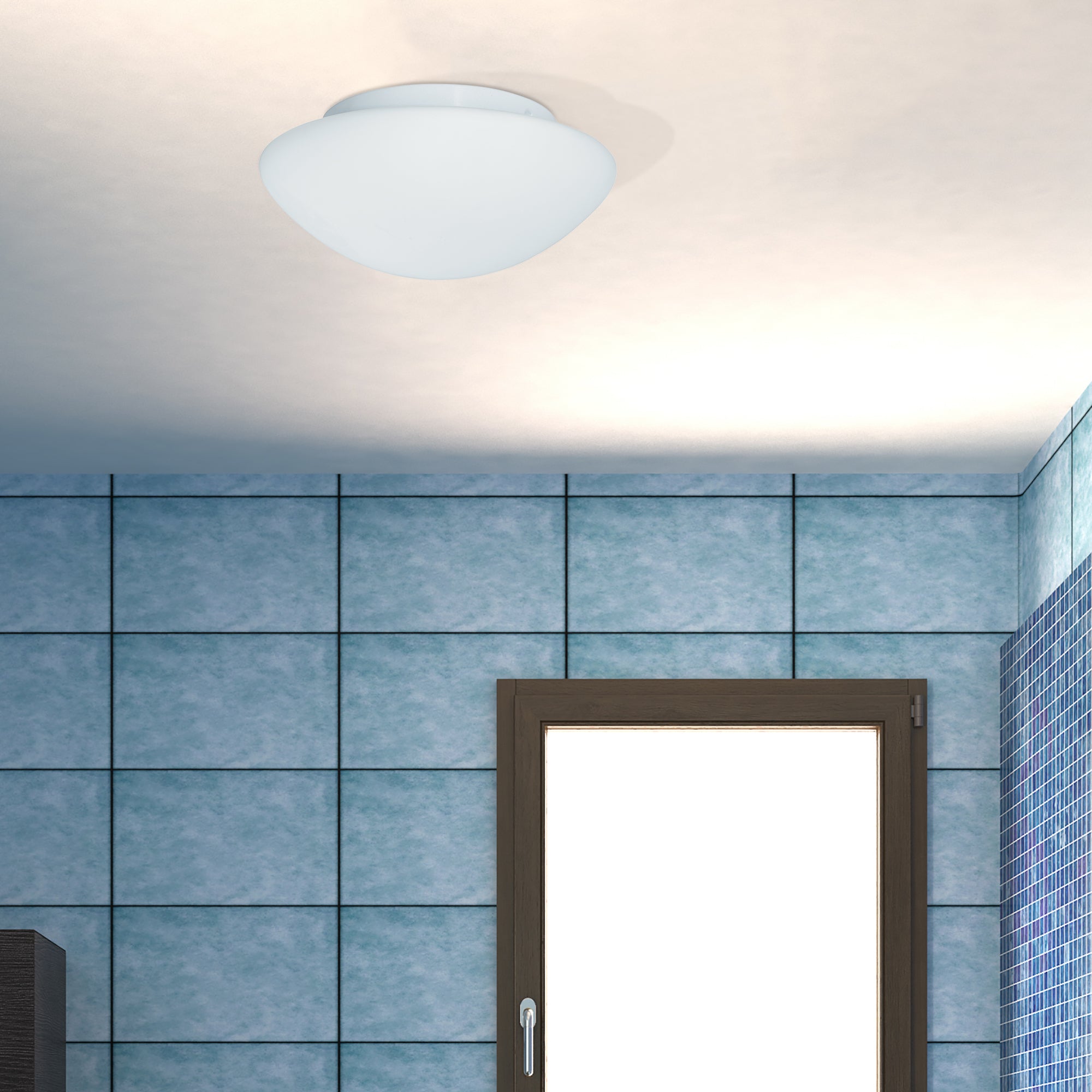 Searchlight Barmouth Bathroom Flush Fitting IP44 2 Light - White Opal Glass 28cm