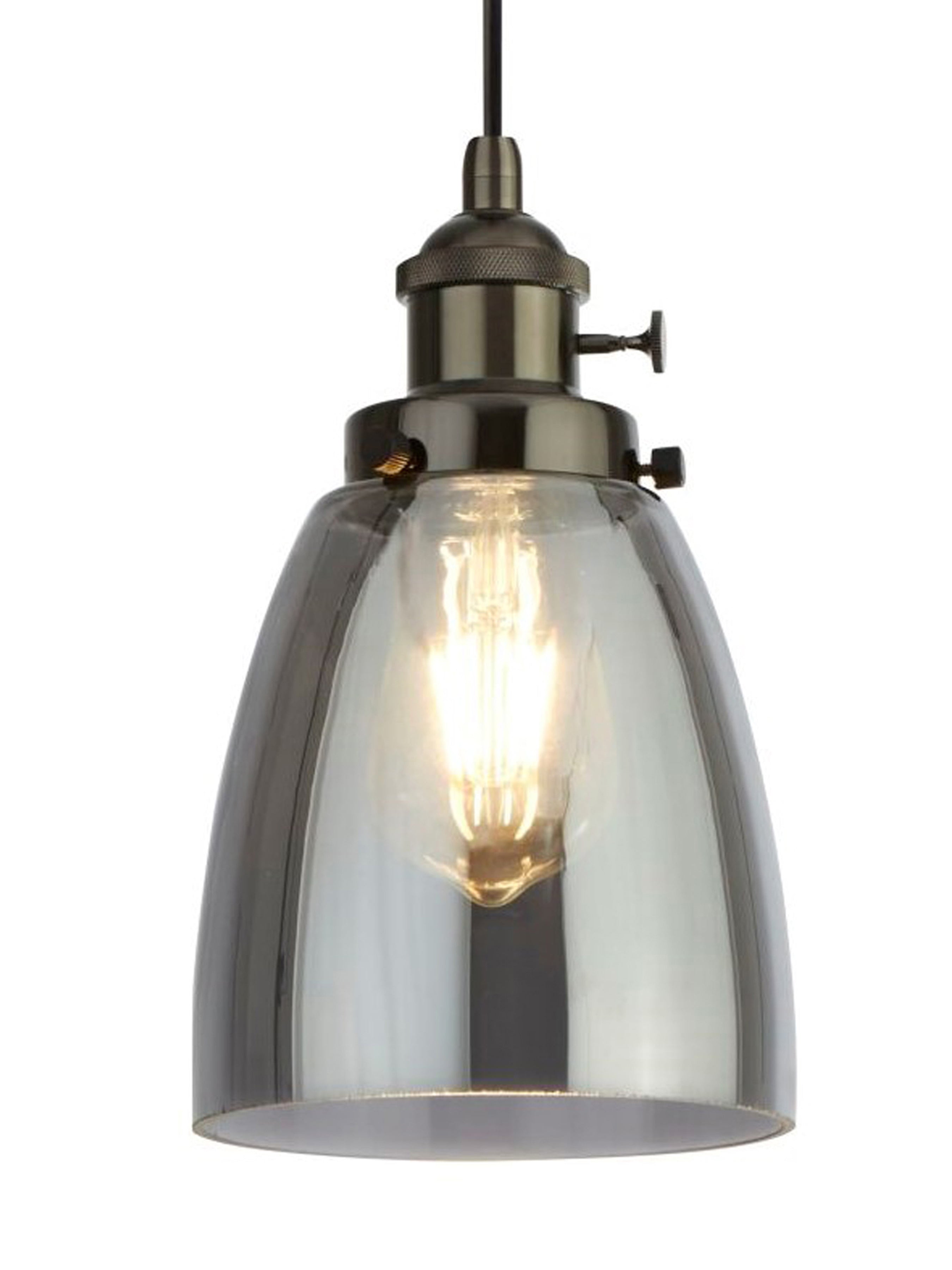 Searchlight Pendant Island Single Aluminium Holder Smoked Glass