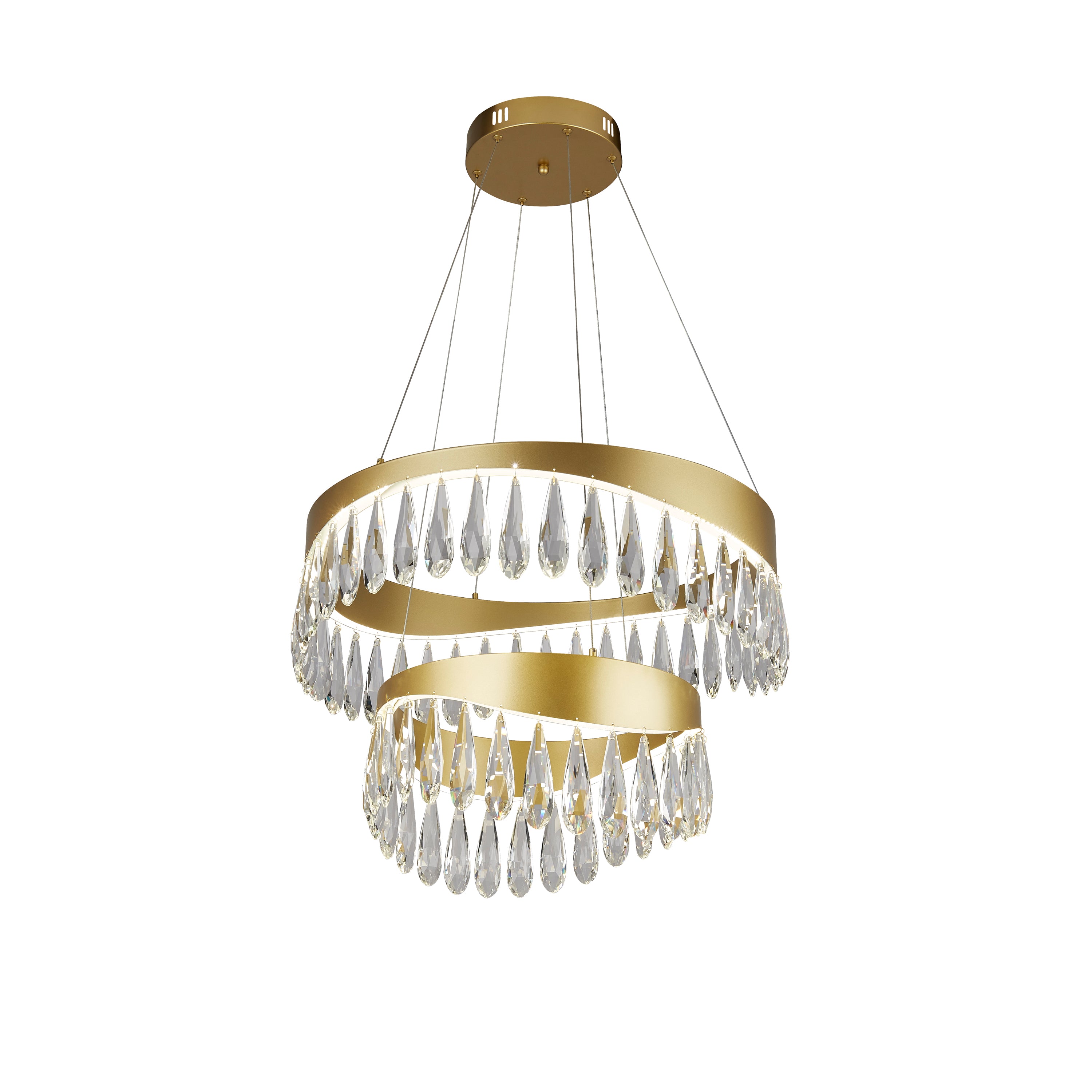 Searchlight Jacob LED 2 Tier Ceiling Pendant - Gold & Crystal