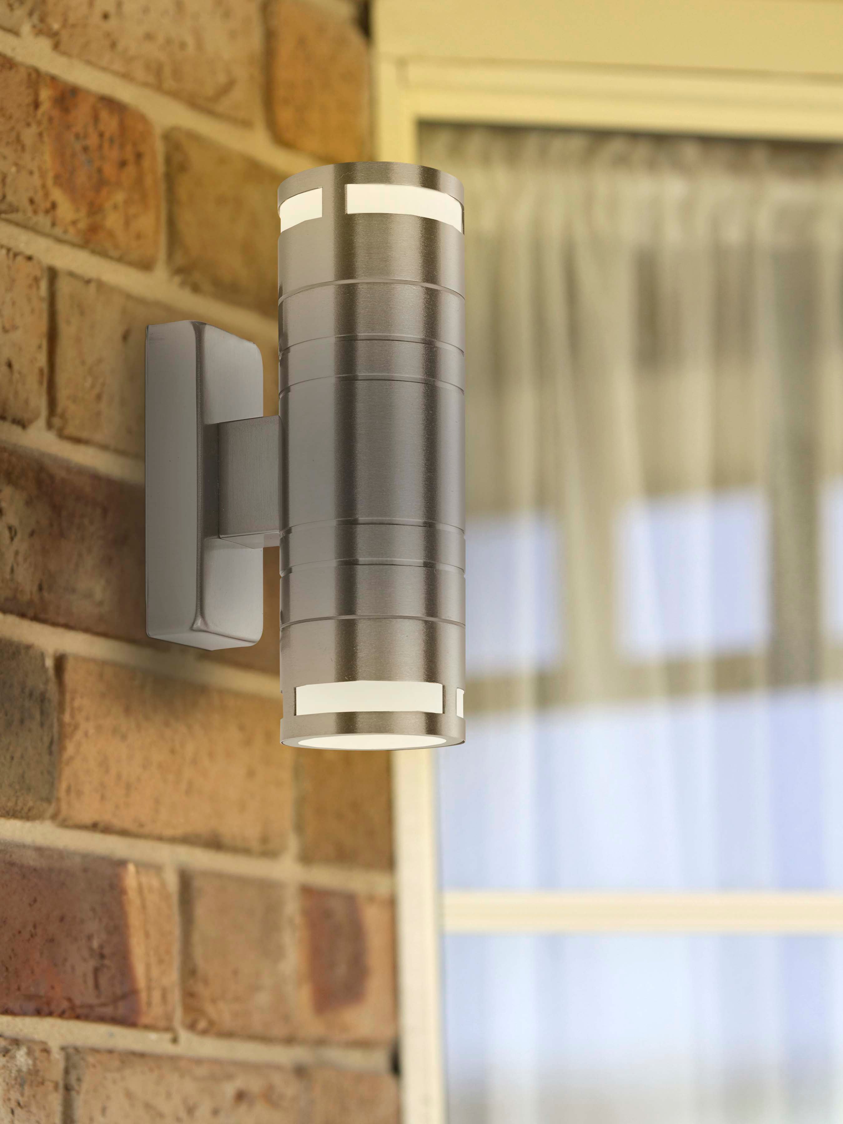 Searchlight Mela LED Outdoor Wall Light - Stainless Steel & Frosted Glass