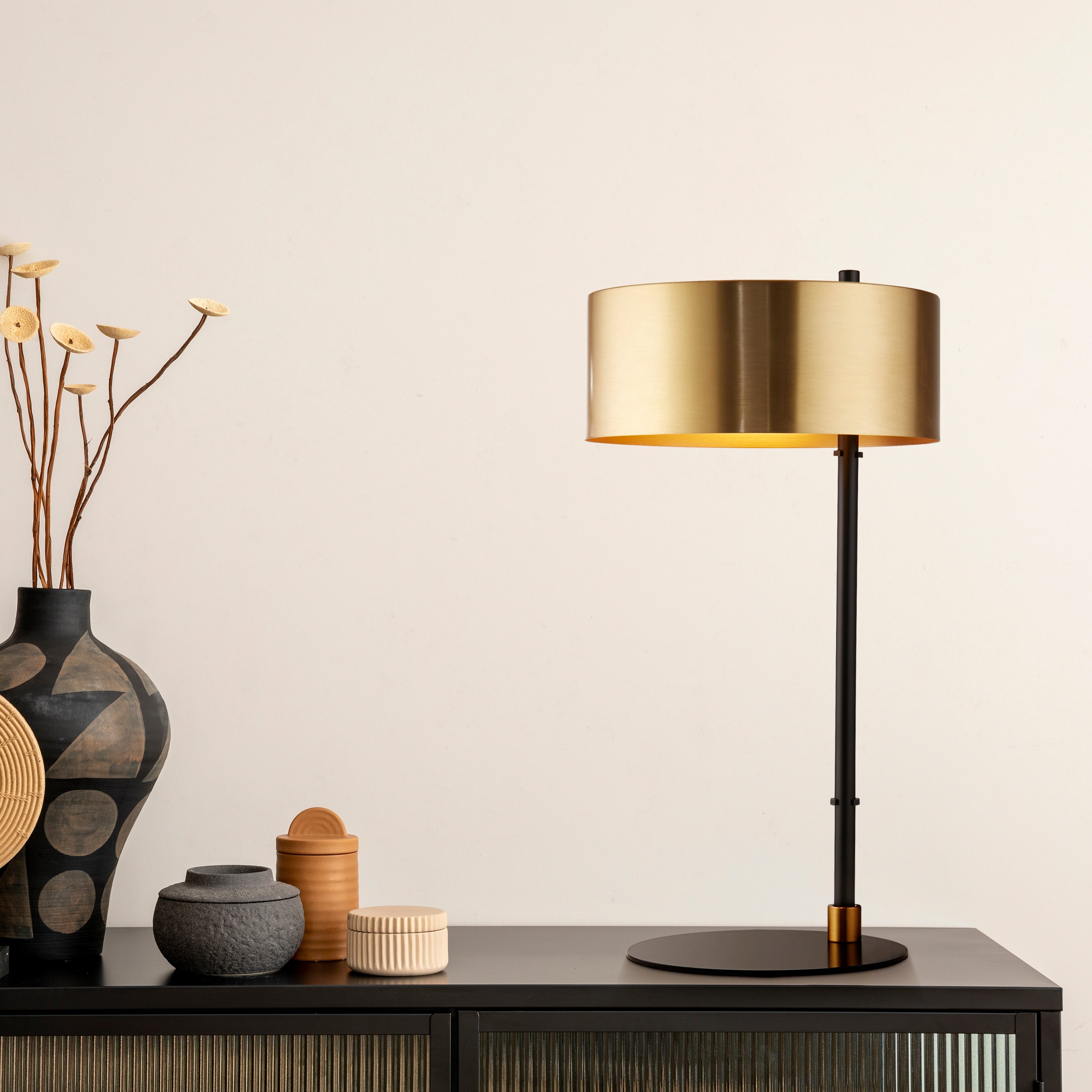Searchlight Kearsley Table Lamp - Black & Gold Metal