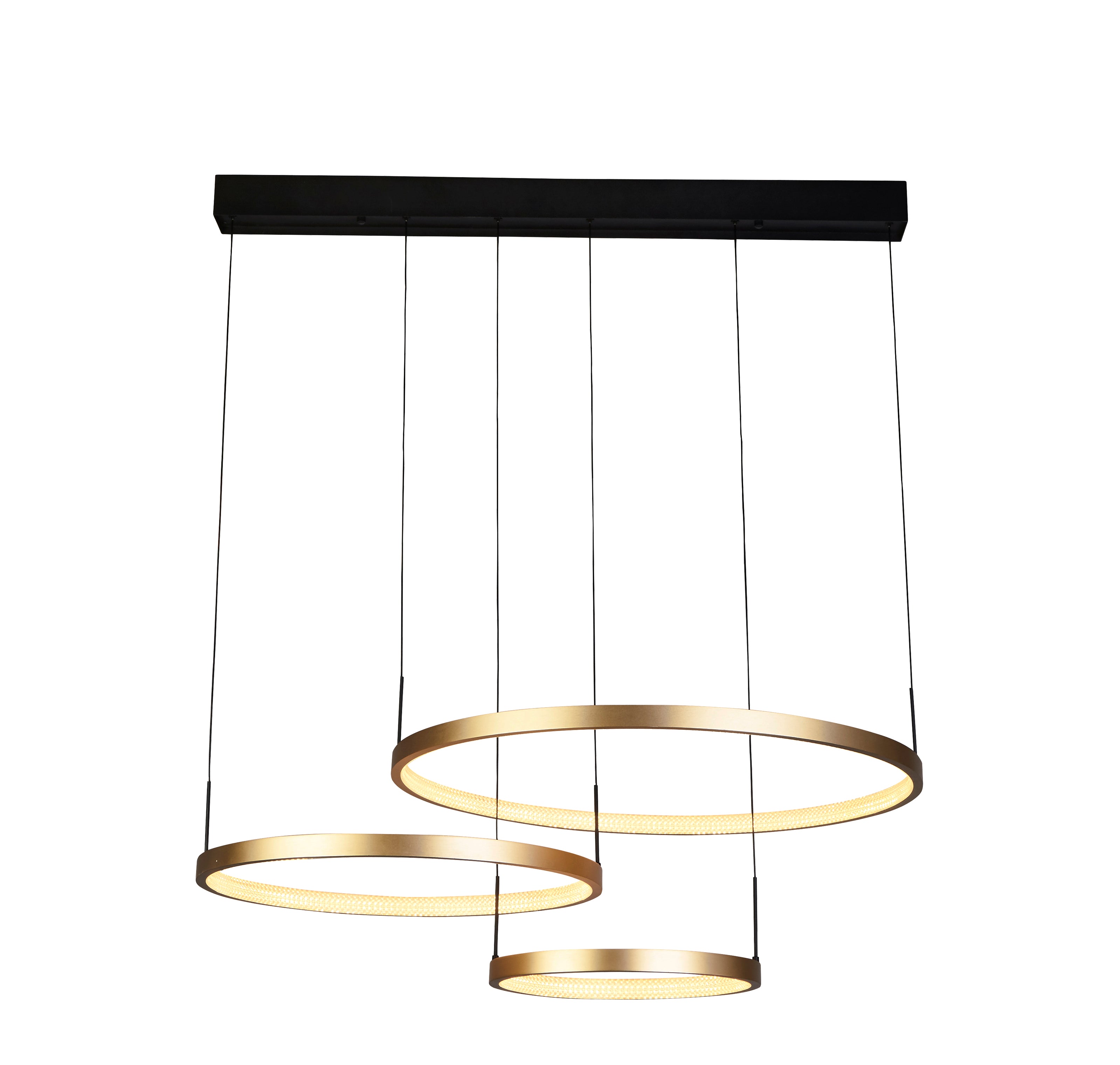 Searchlight Gilbert 3 Ring Pendant - Black & Gold Metal