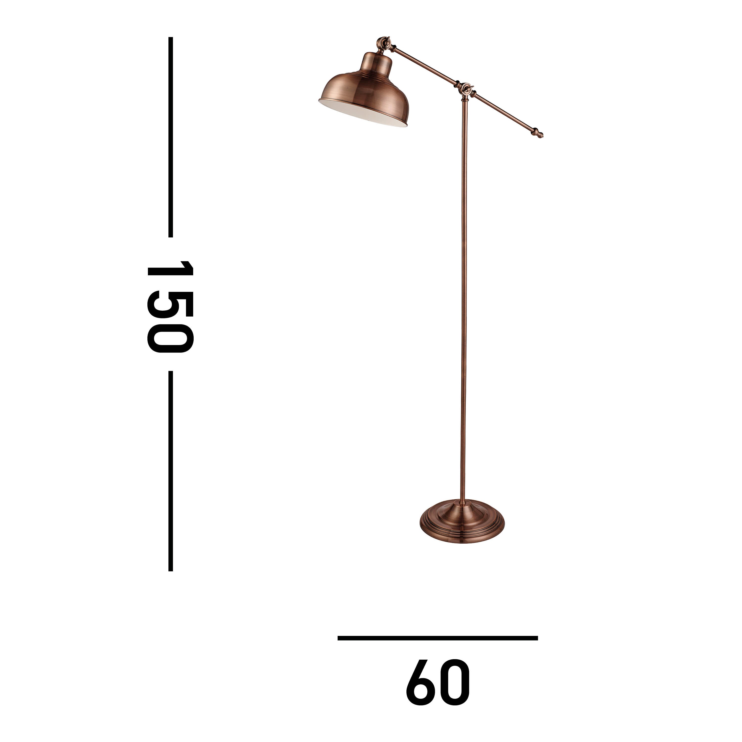 Searchlight Macauley Adjustable Floor Lamp - Antique Copper