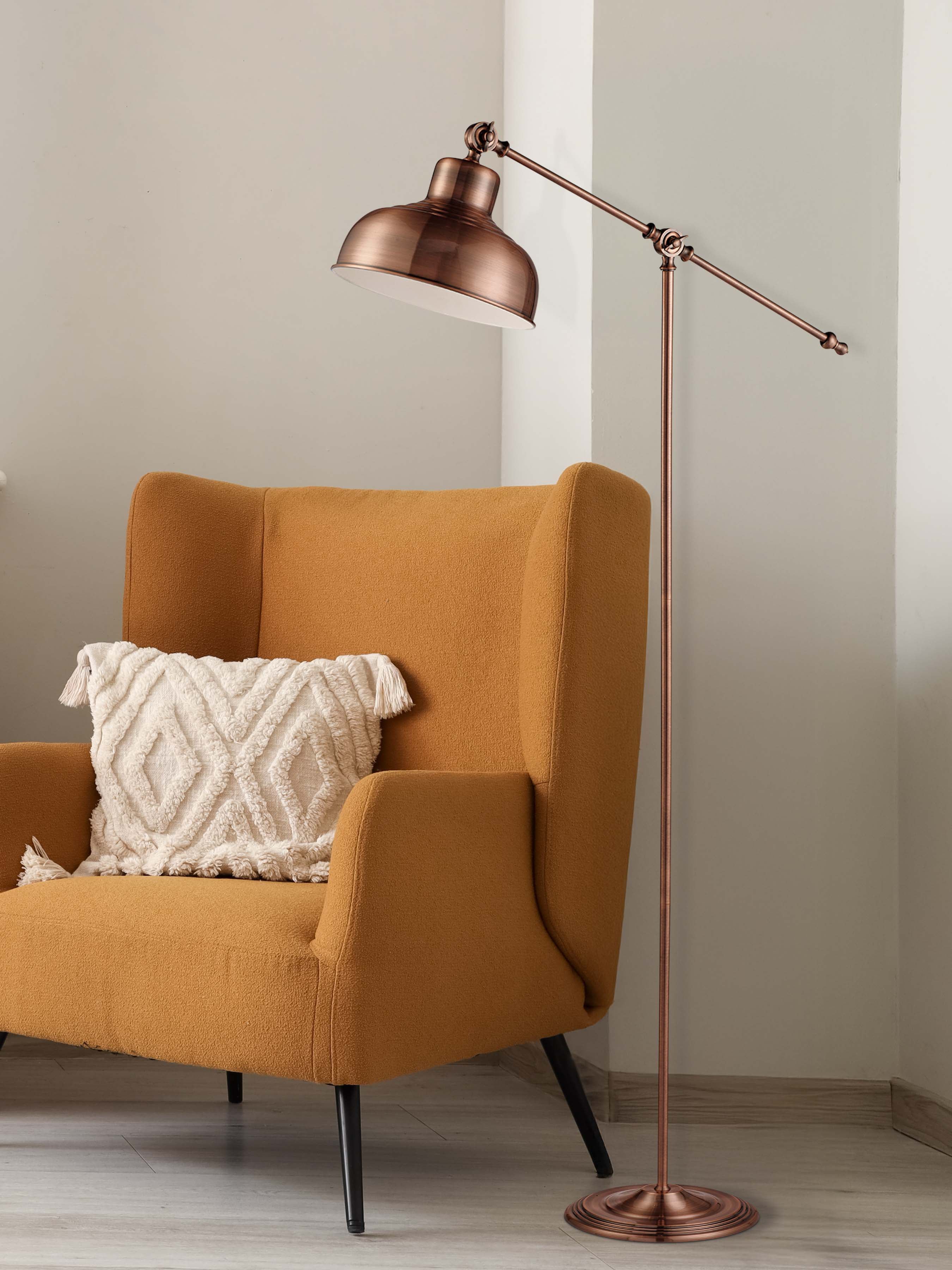 Searchlight Macauley Adjustable Floor Lamp - Antique Copper