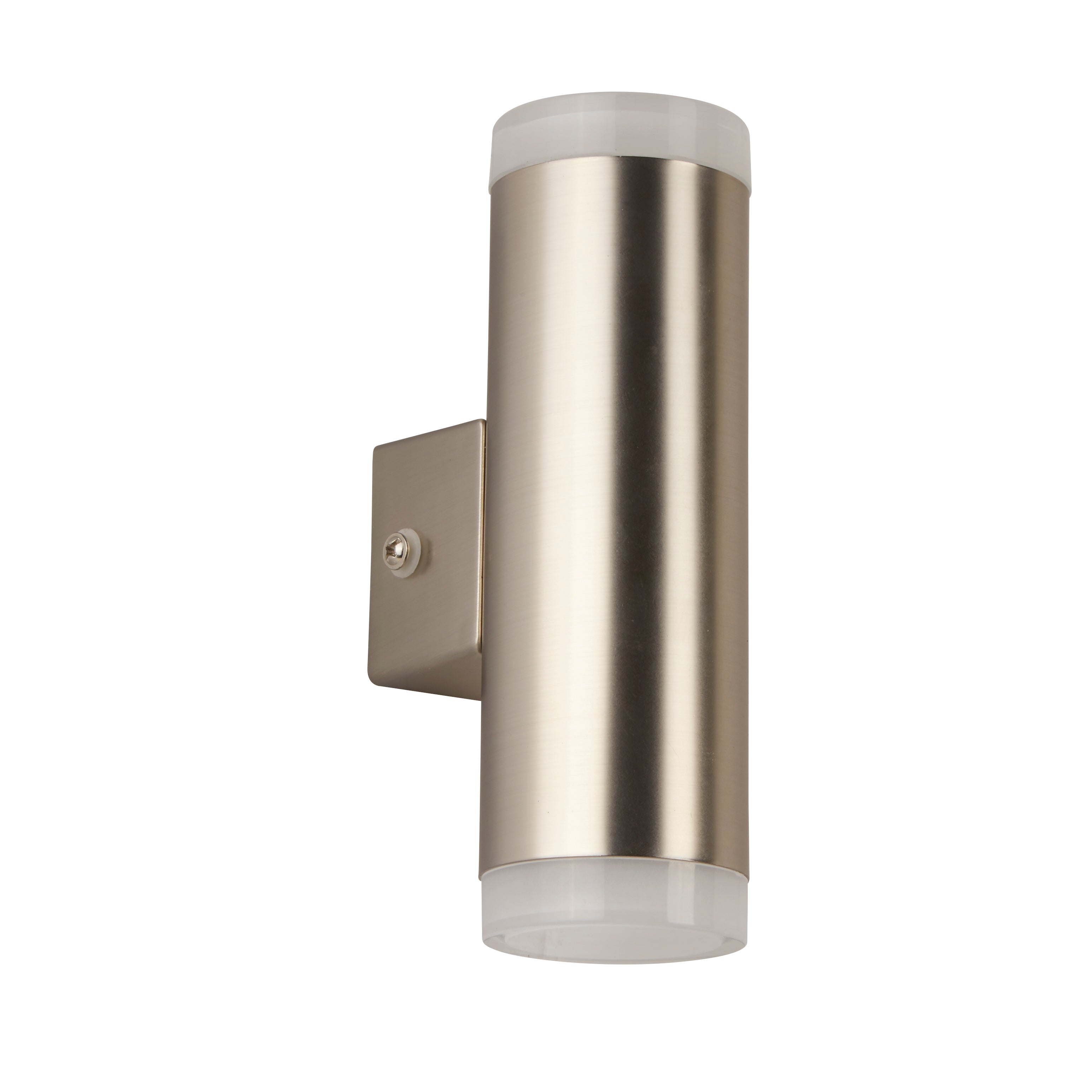 Searchlight Mela LED 2 Light Outdoor Wall Light - Satin Silver & Glass