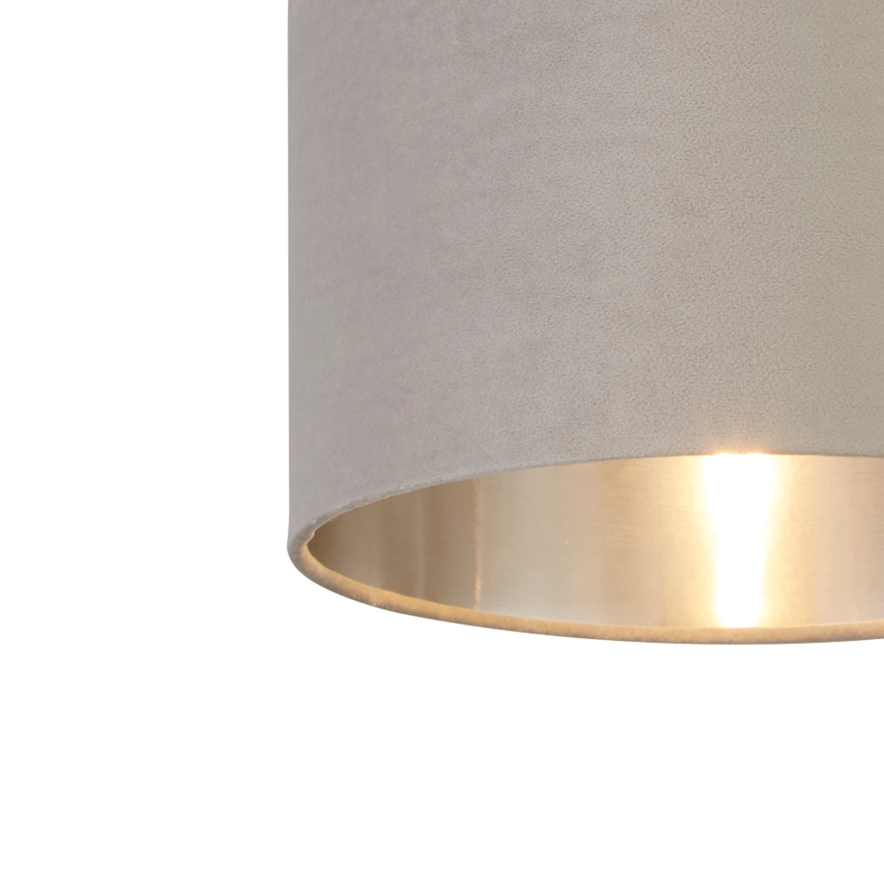 Searchlight Drum Shade - 28cm - Light Grey Velvet with Silver Inner - Shade Only