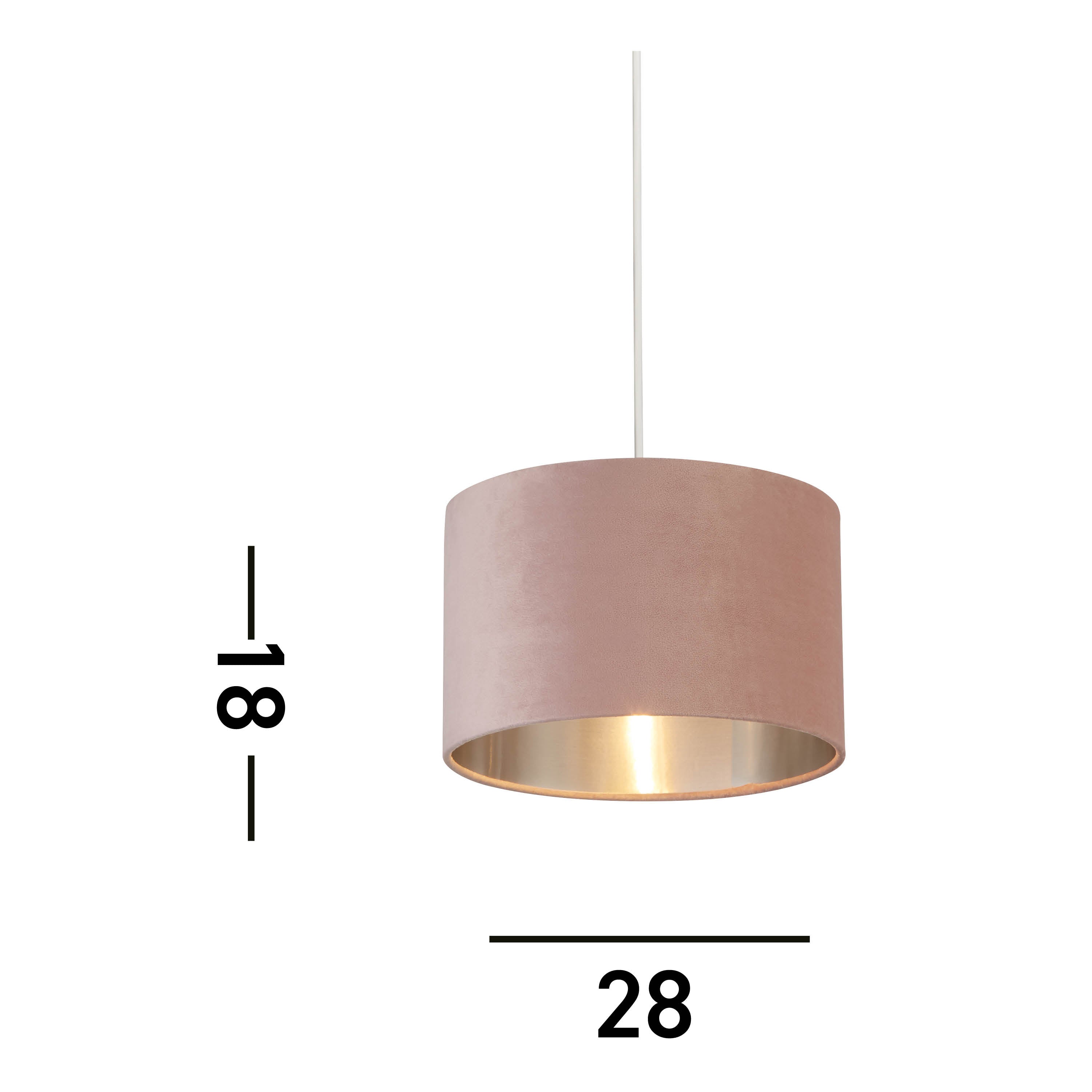 Searchlight Drum Shade - 28cm - Pink Velvet with Silver Inner - Shade Only