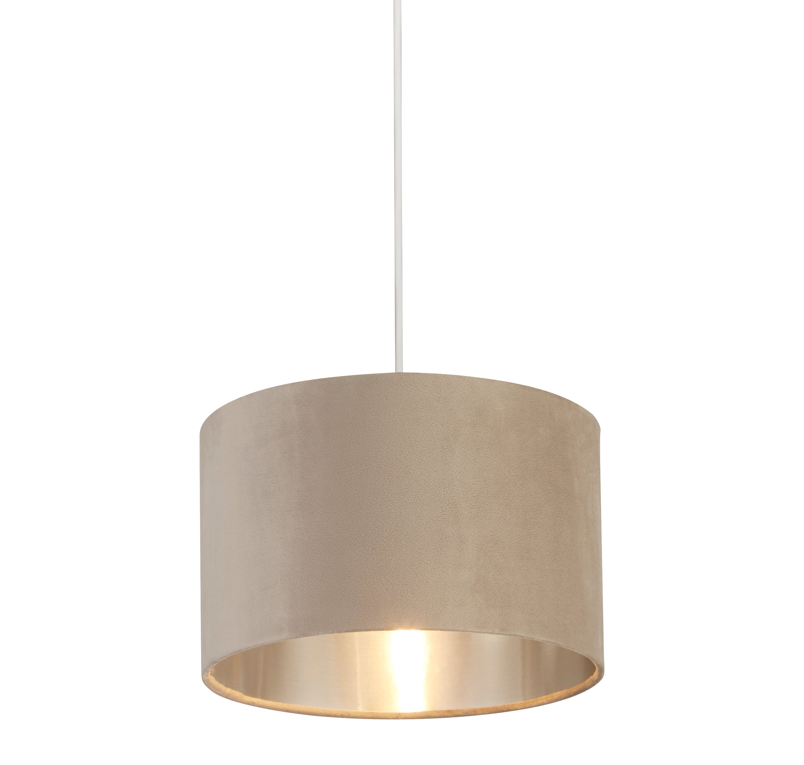 Searchlight Drum Shade - 28cm - Taupe Velvet with Silver Inner - Shade Only