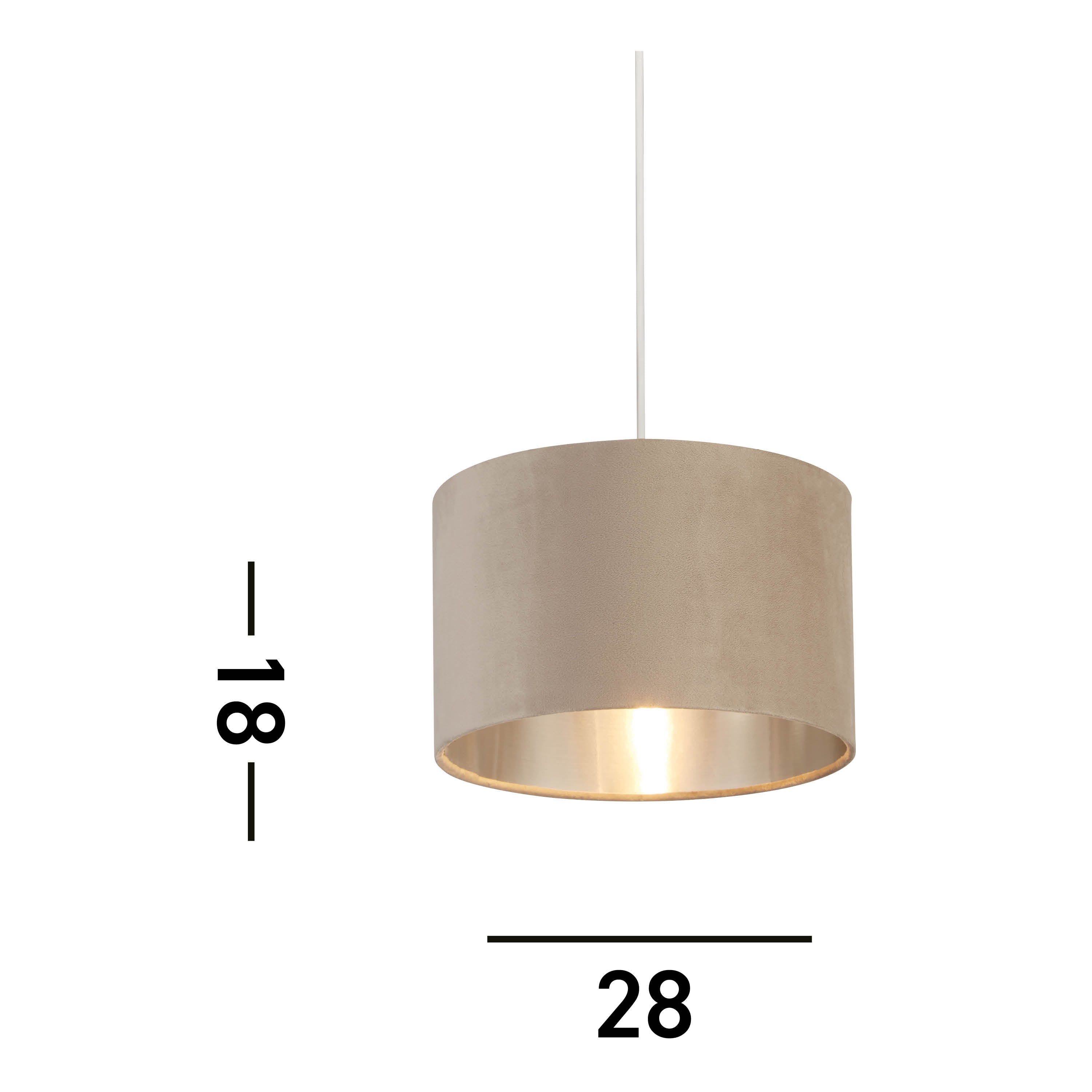 Searchlight Drum Shade - 28cm - Taupe Velvet with Silver Inner - Shade Only