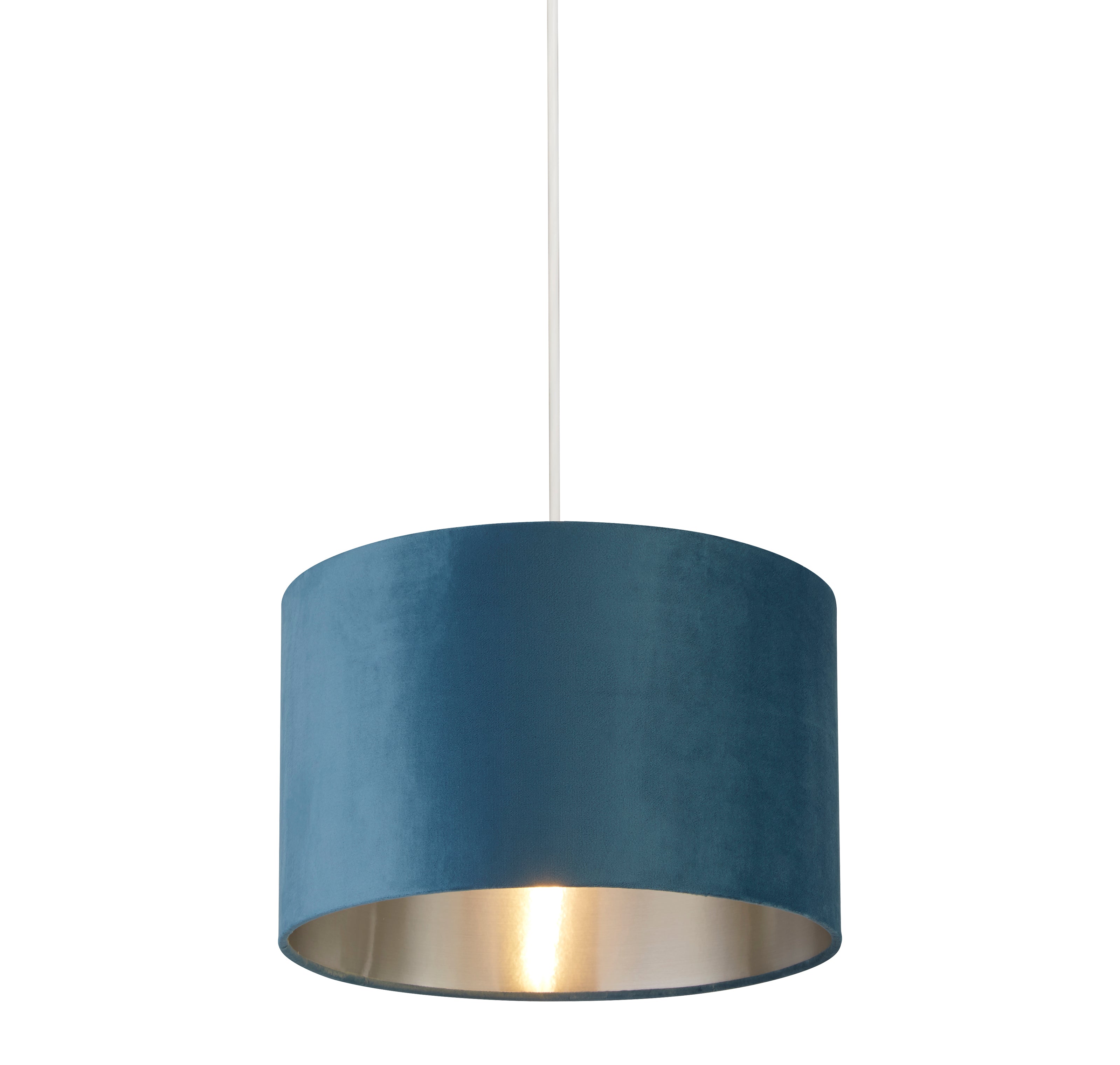 Searchlight Drum Shade - 28cm - Teal Velvet with Silver Inner - Shade Only