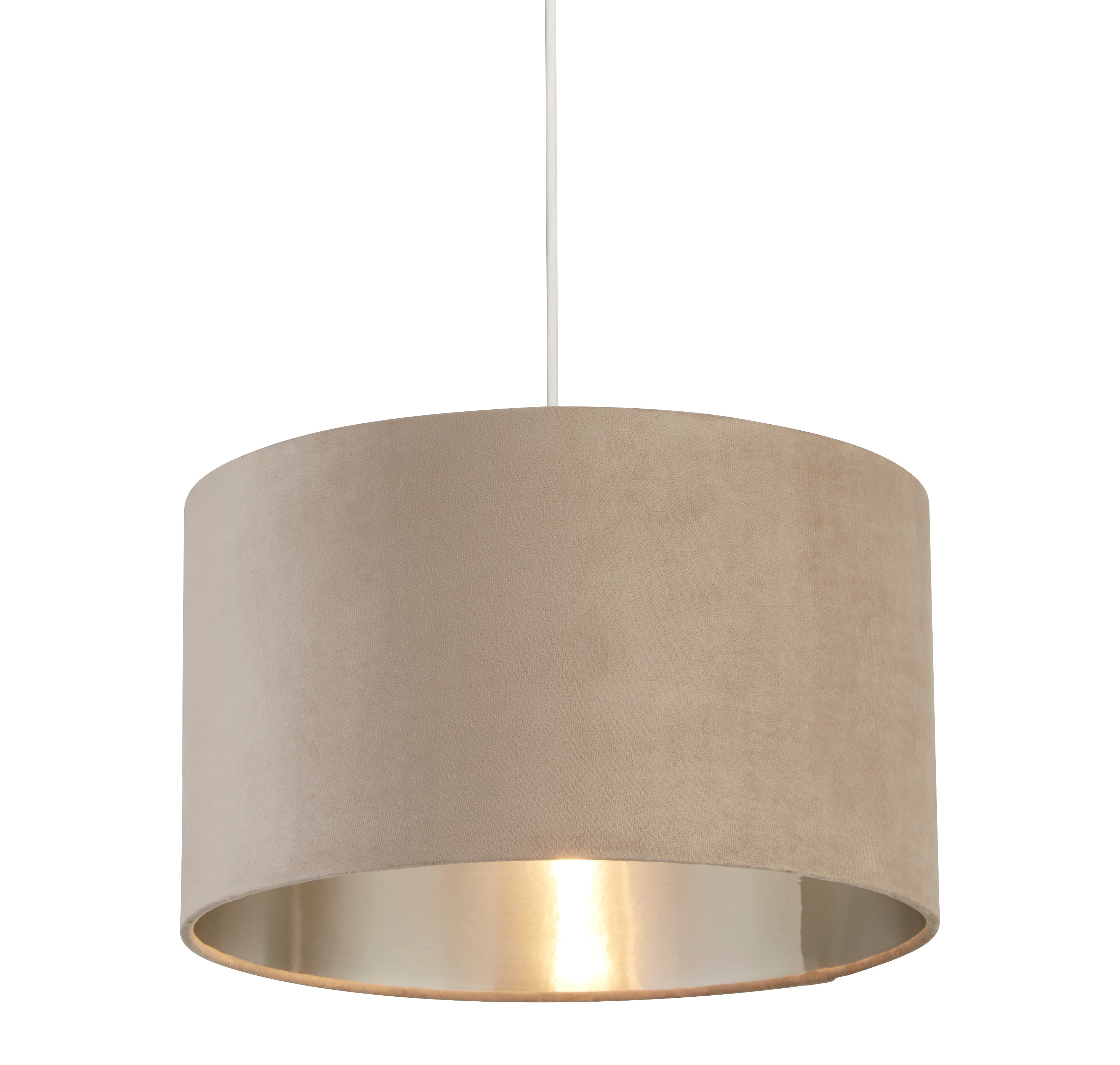 Searchlight Drum Shade - 38cm - Taupe Velvet with Silver Inner - Shade Only