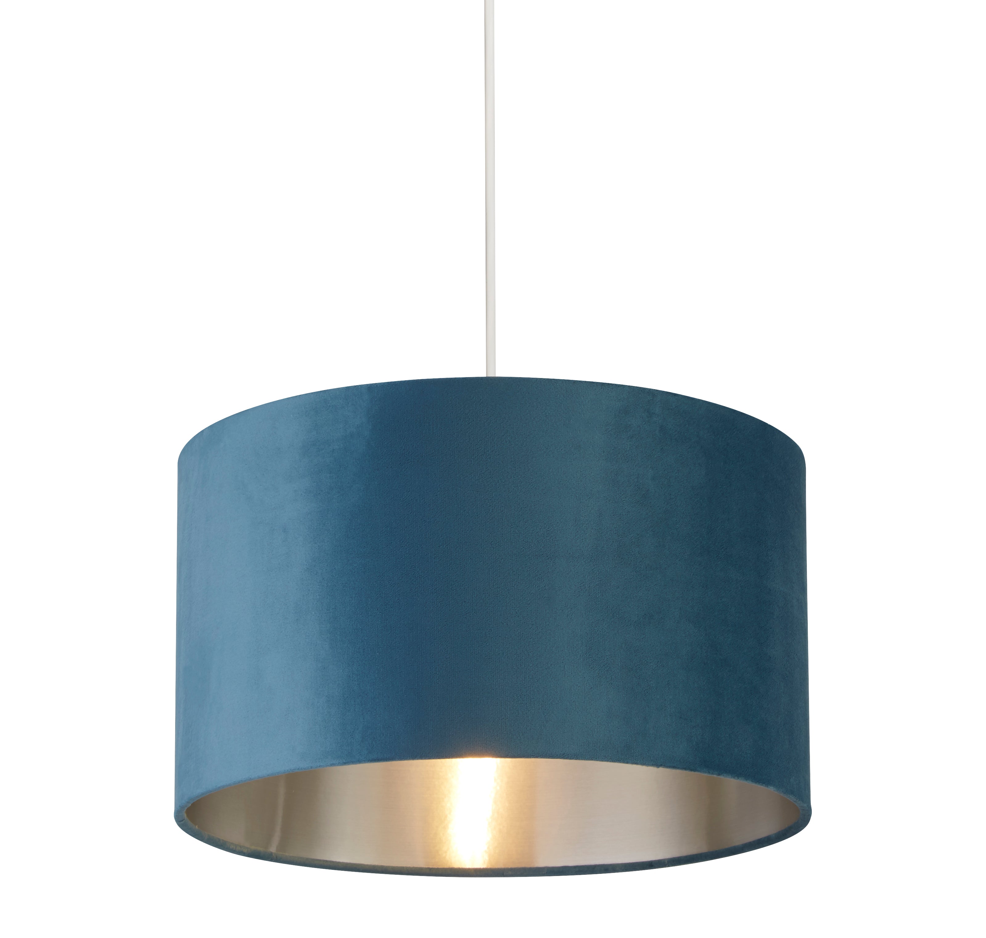 Searchlight Drum Shade - 38cm - Teal Velvet with Silver Inner - Shade Only