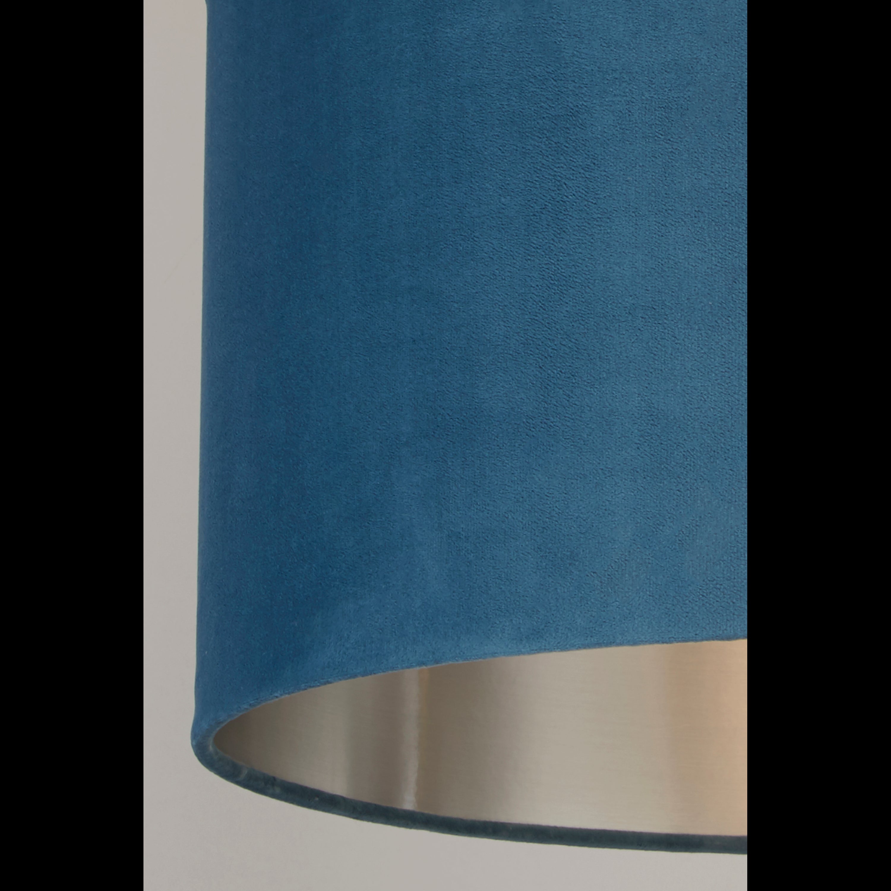 Searchlight Drum Shade - 38cm - Teal Velvet with Silver Inner - Shade Only