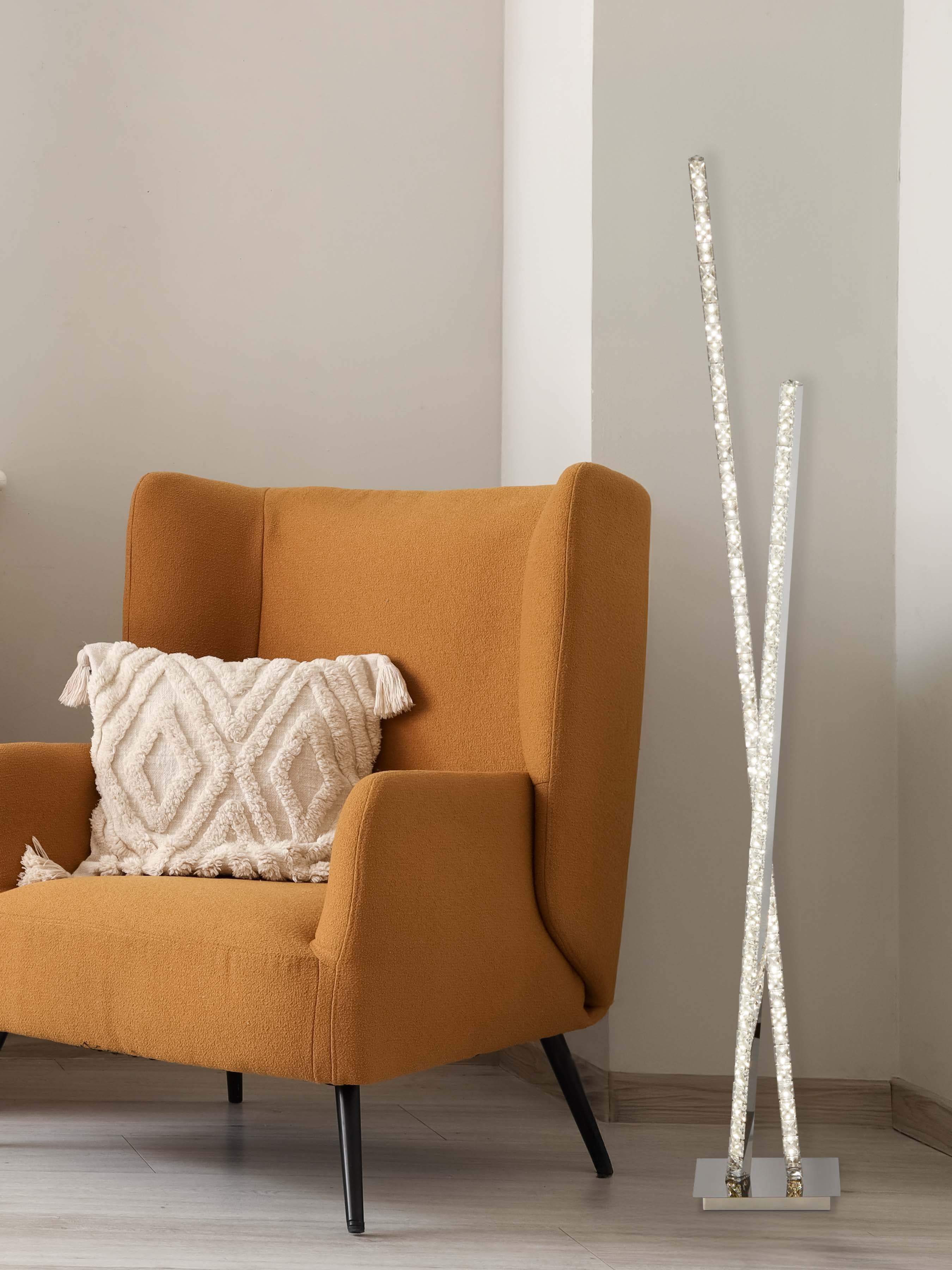 Searchlight Canarvan Floor Lamp - Chrome & Clear Crystal