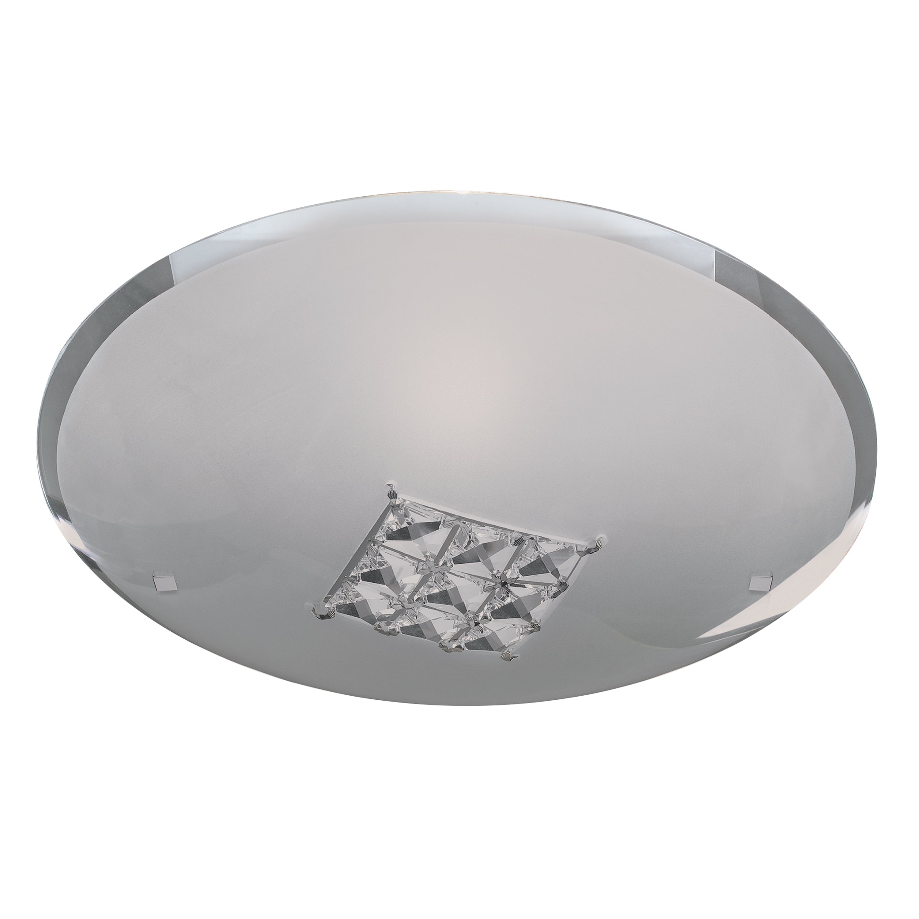 Searchlight Queen Round Flush Fitting (32cm Diameter) With Square Crystal Windows