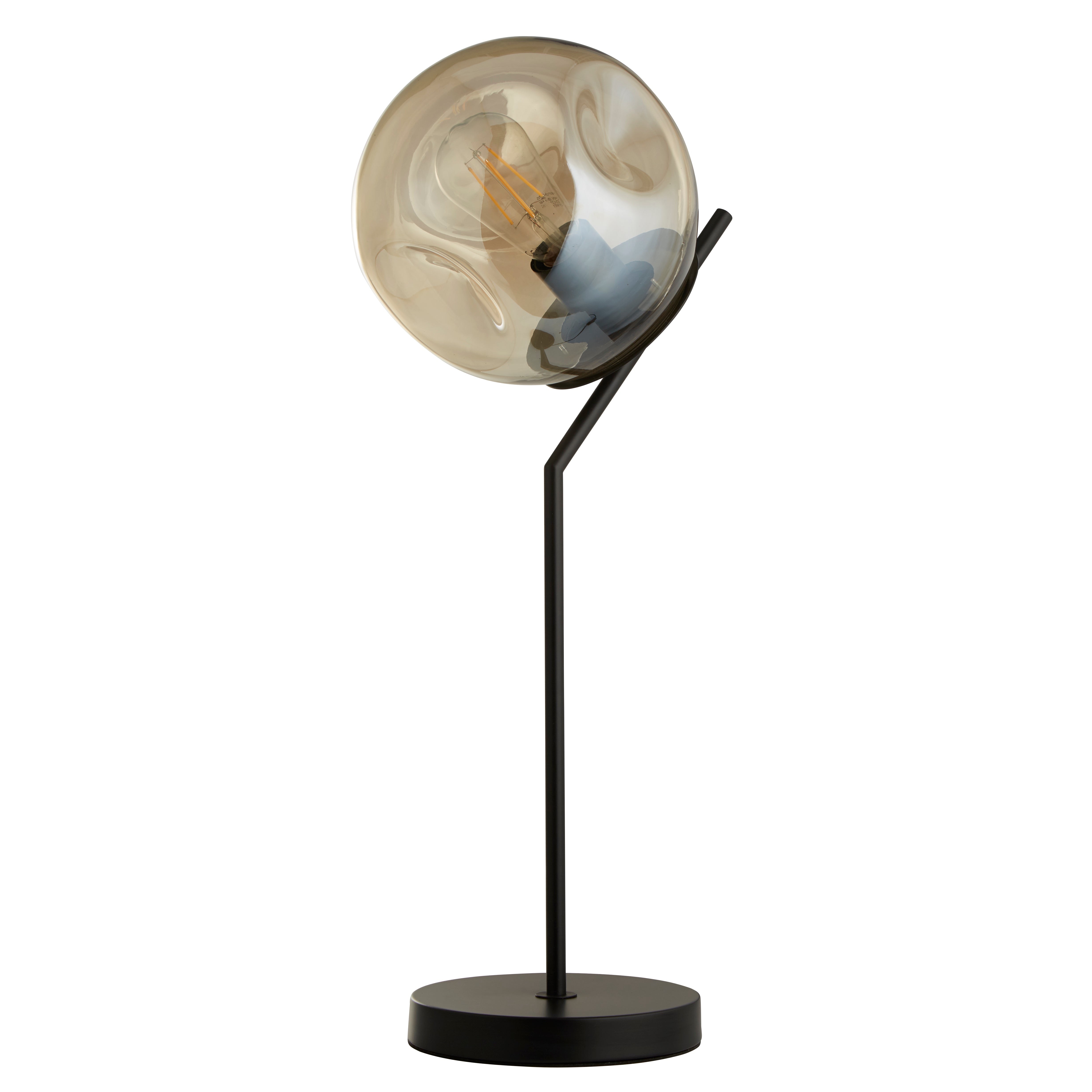 Searchlight Phoebe Table Lamp - Black Metal & Champagne Phoebeed Glass